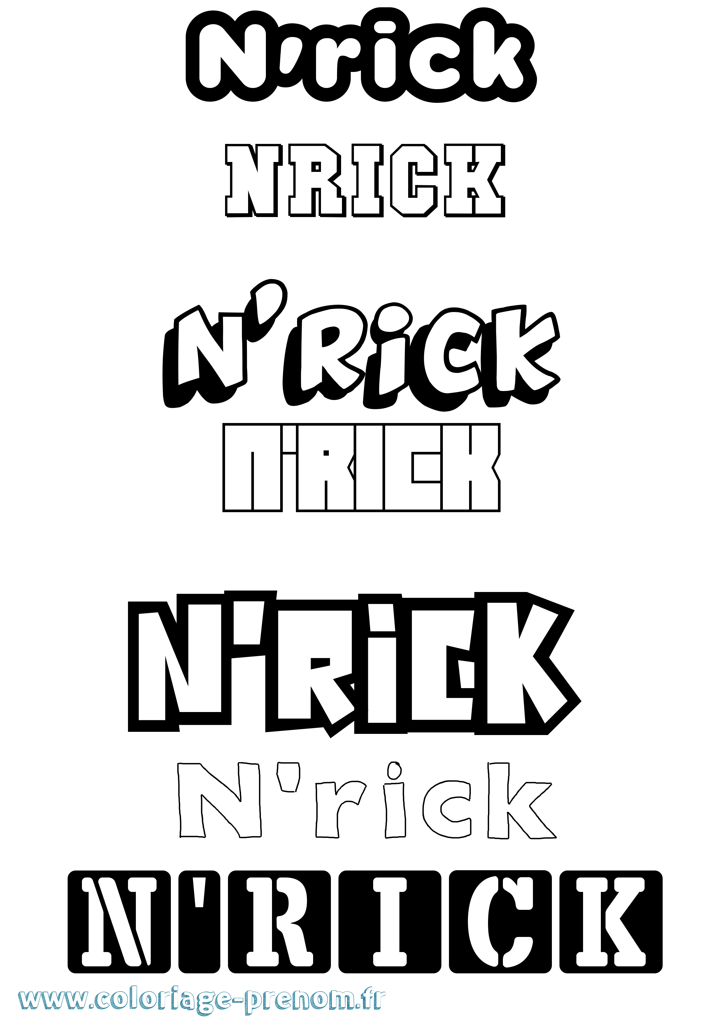 Coloriage N'Rick Simple Coloriage prénom N'Rick Simple