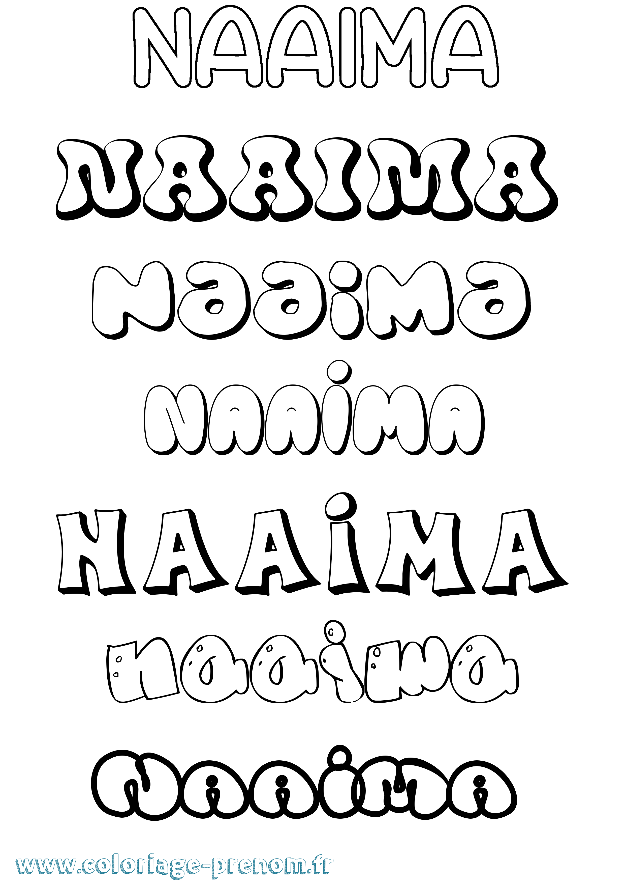 Coloriage Naaima Bubble Coloriage prénom Naaima Bubble