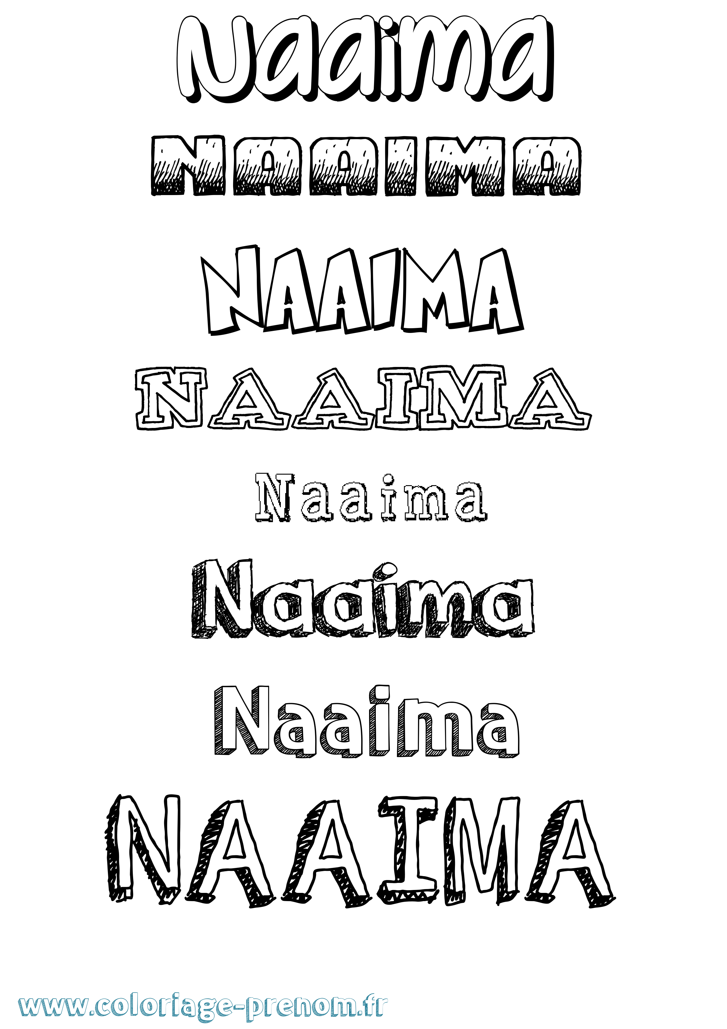 Coloriage Naaima Dessiné Coloriage prénom Naaima Dessiné
