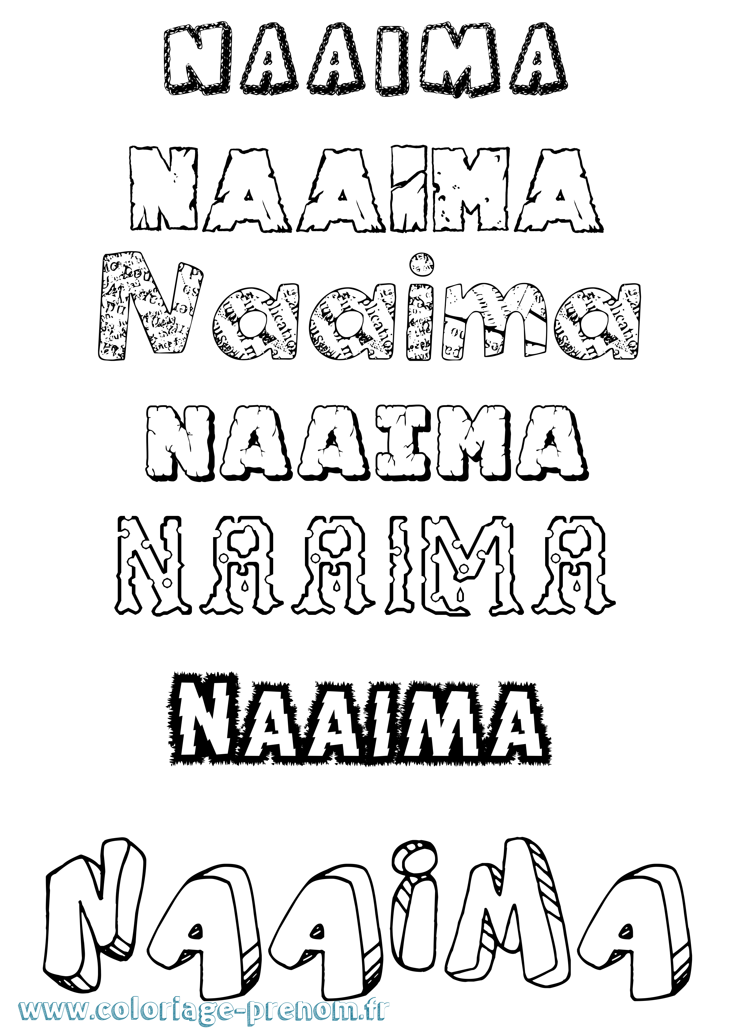 Coloriage Naaima Destructuré Coloriage prénom Naaima Destructuré