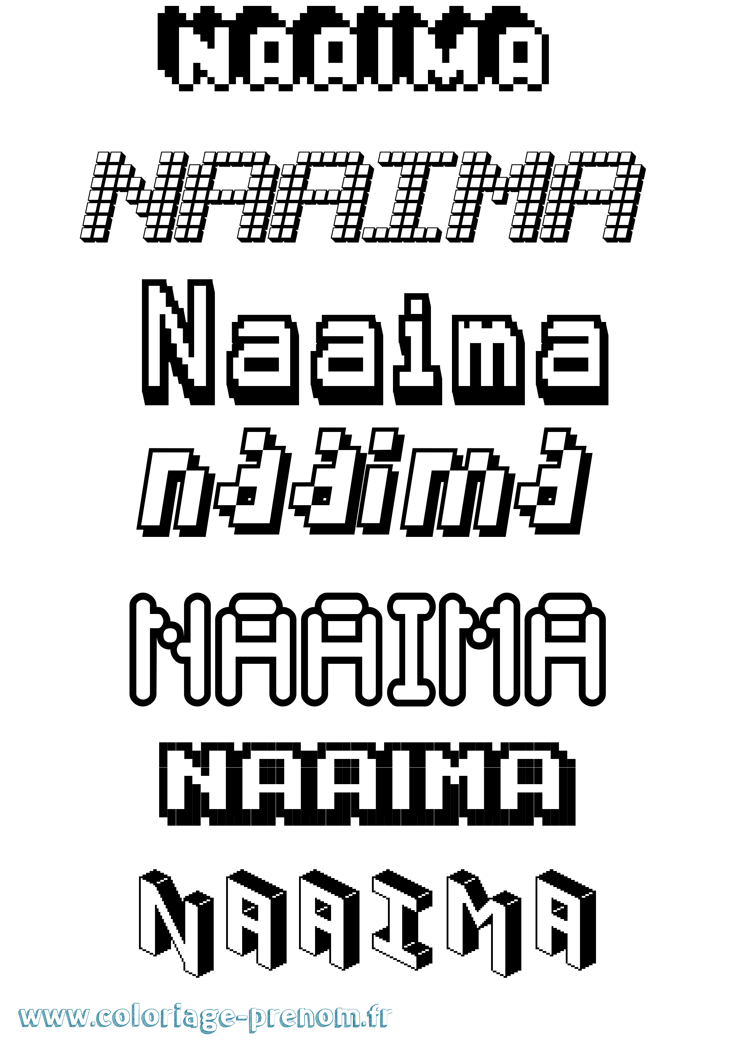 Coloriage Naaima Pixel Coloriage prénom Naaima Pixel