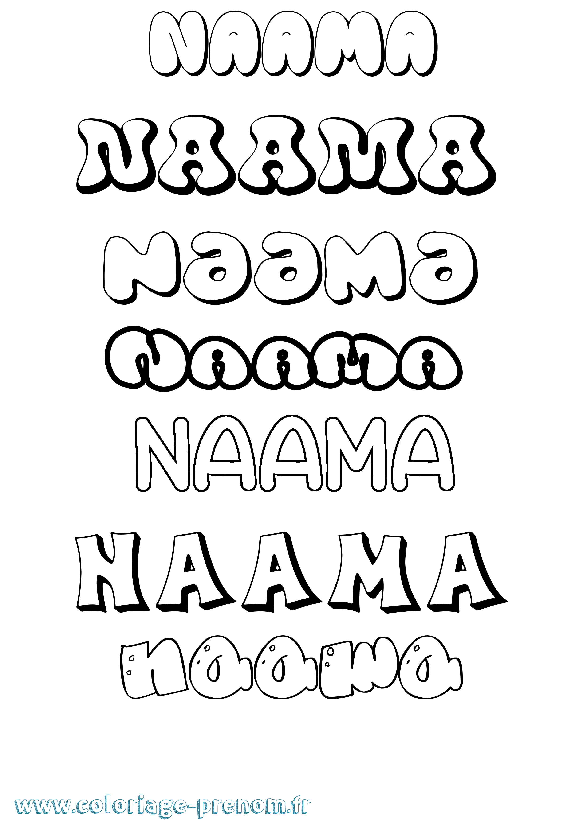 Coloriage Naama Bubble Coloriage prénom Naama Bubble