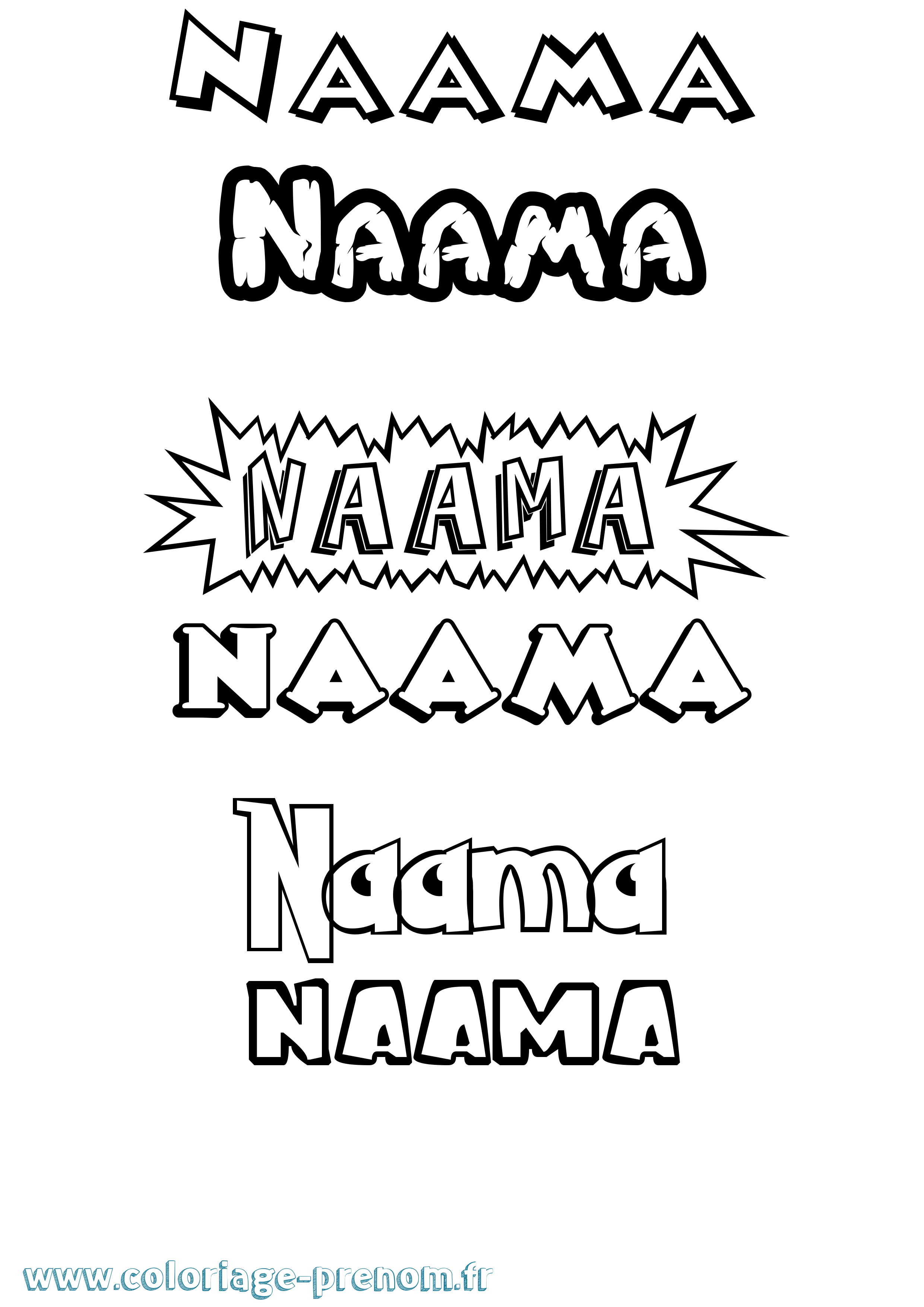 Coloriage Naama Dessin Animé Coloriage prénom Naama Dessin Animé