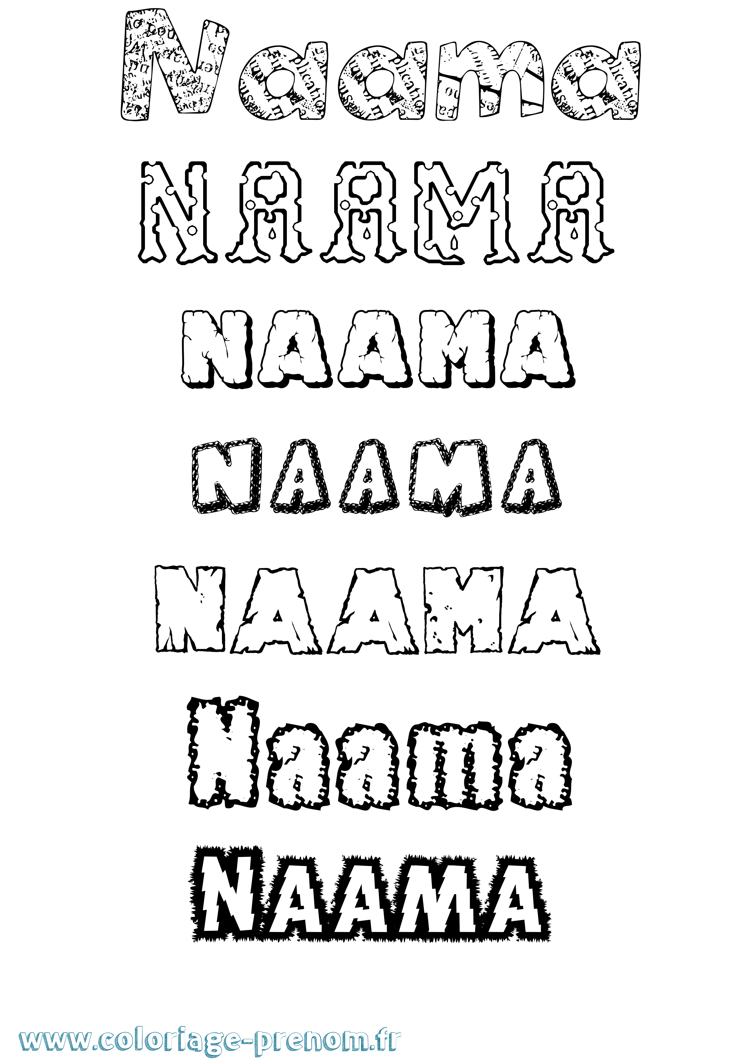 Coloriage Naama Destructuré Coloriage prénom Naama Destructuré