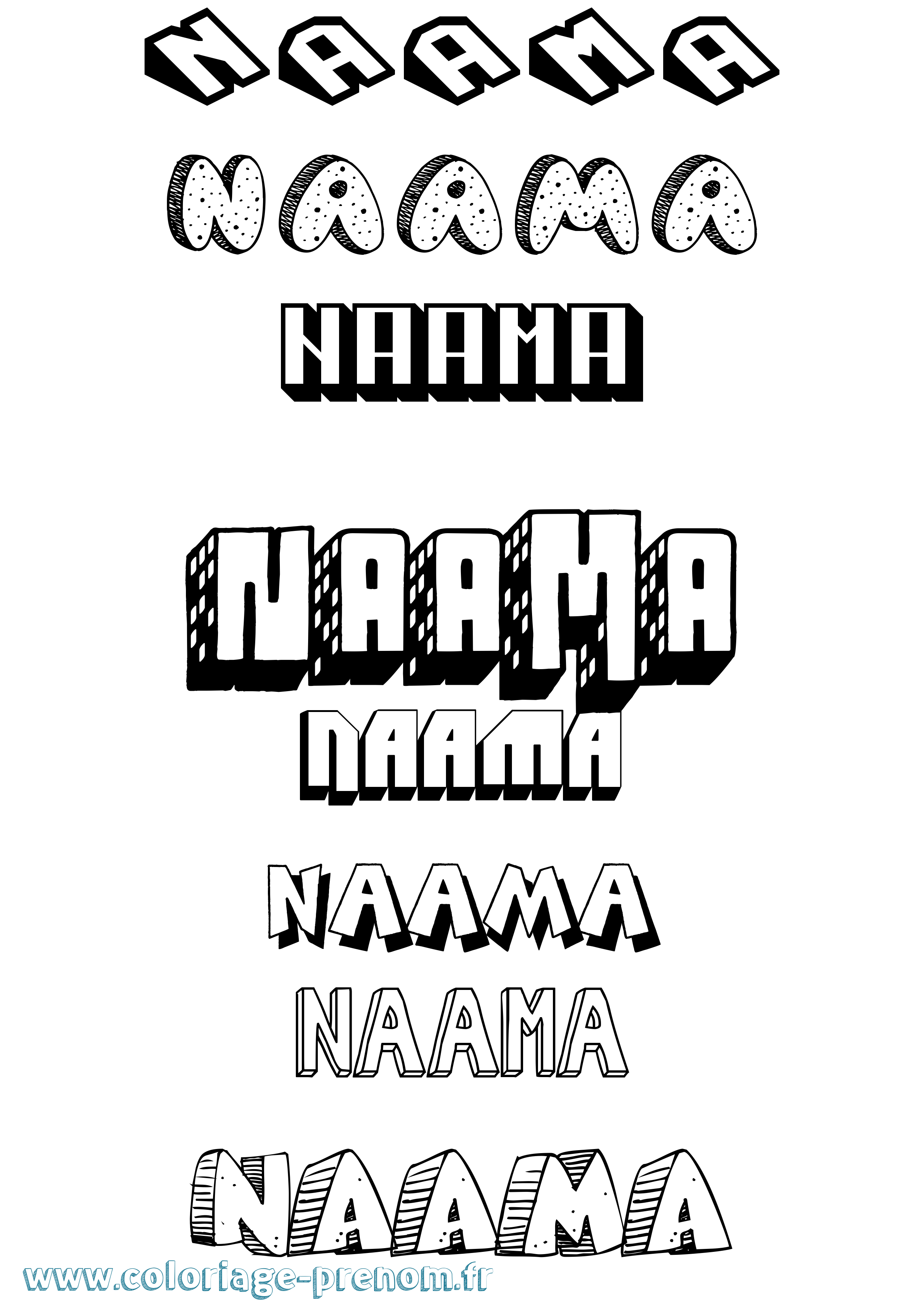 Coloriage Naama Effet 3D Coloriage prénom Naama Effet 3D