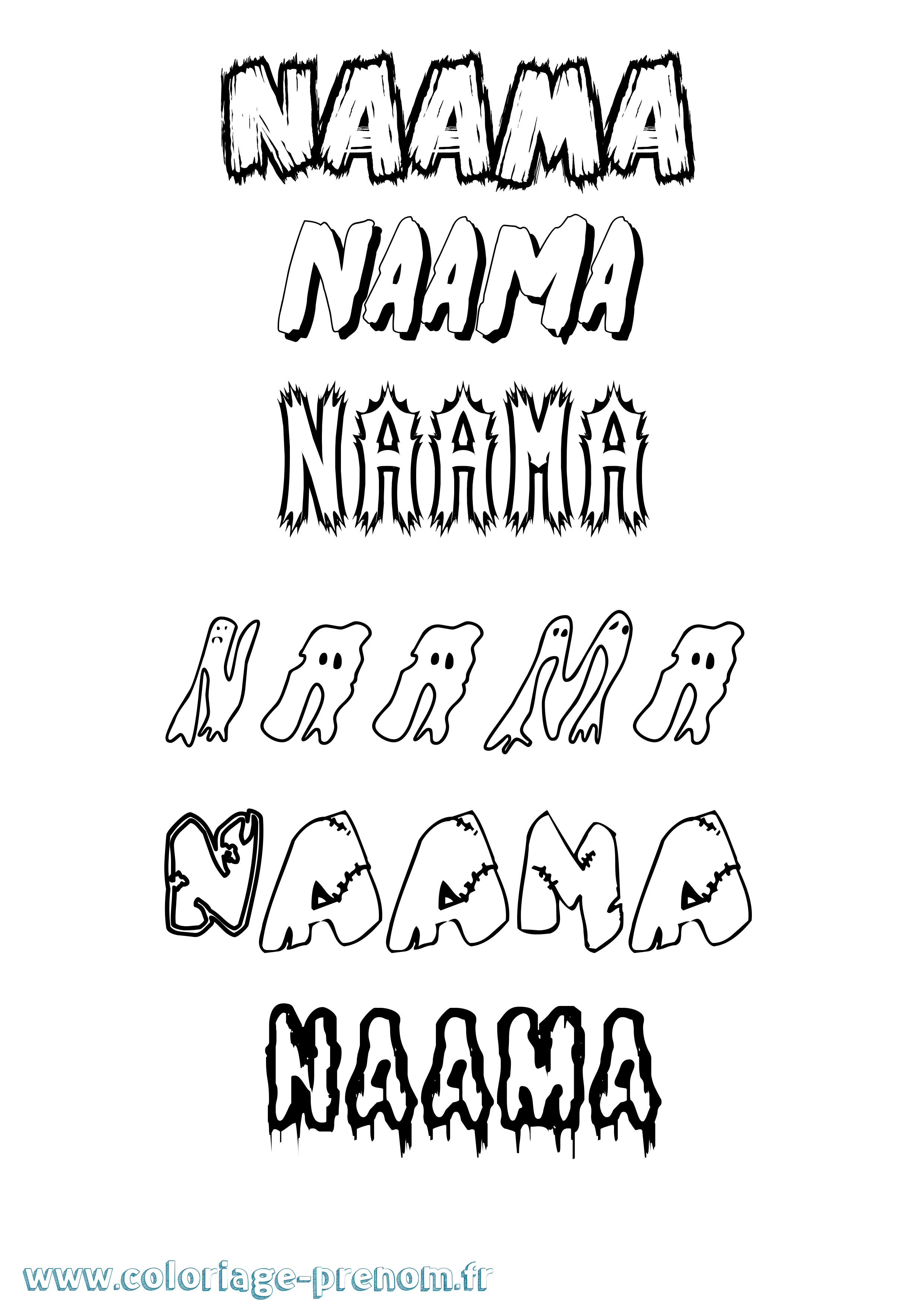 Coloriage Naama Frisson Coloriage prénom Naama Frisson