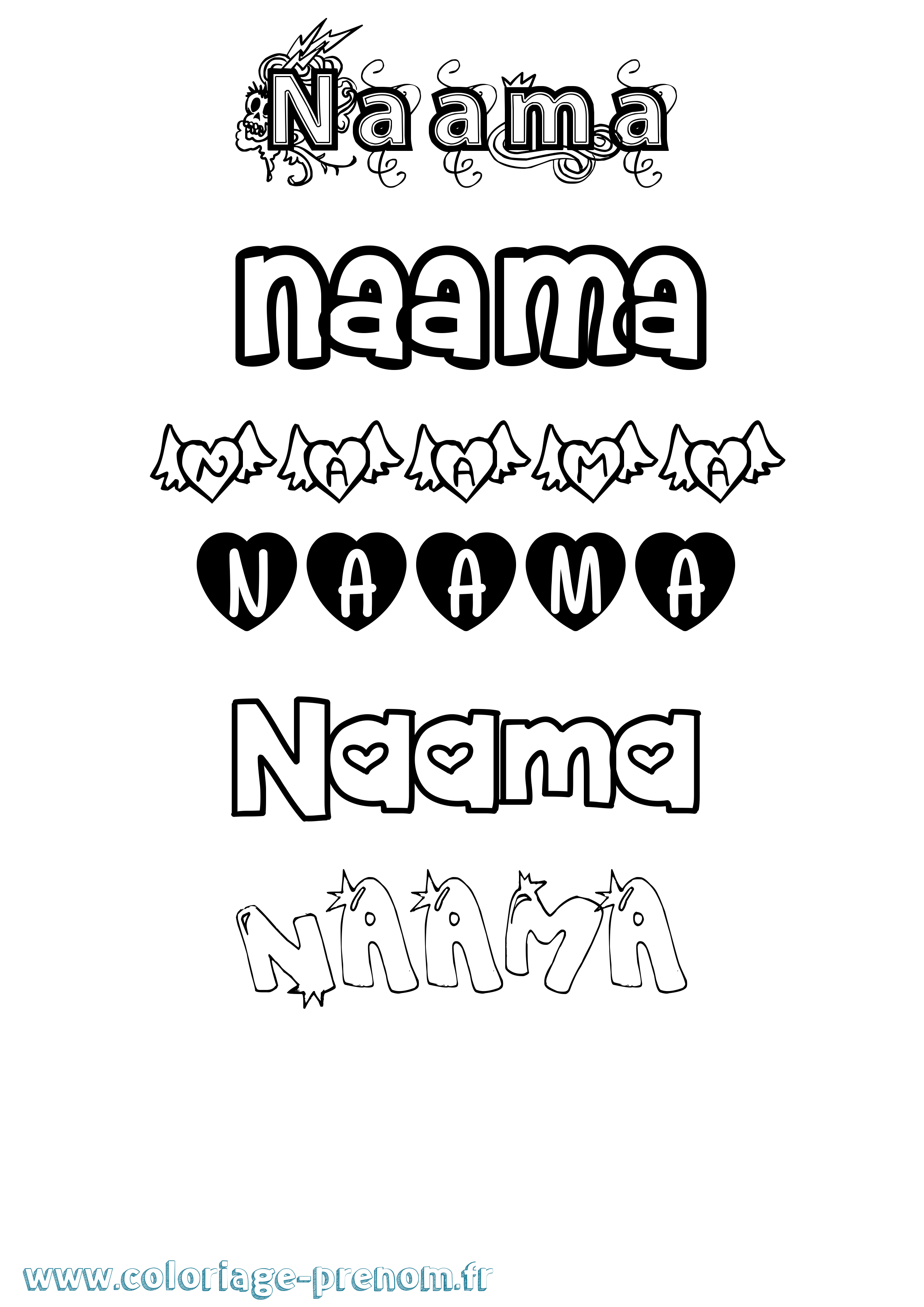 Coloriage Naama Girly Coloriage prénom Naama Girly
