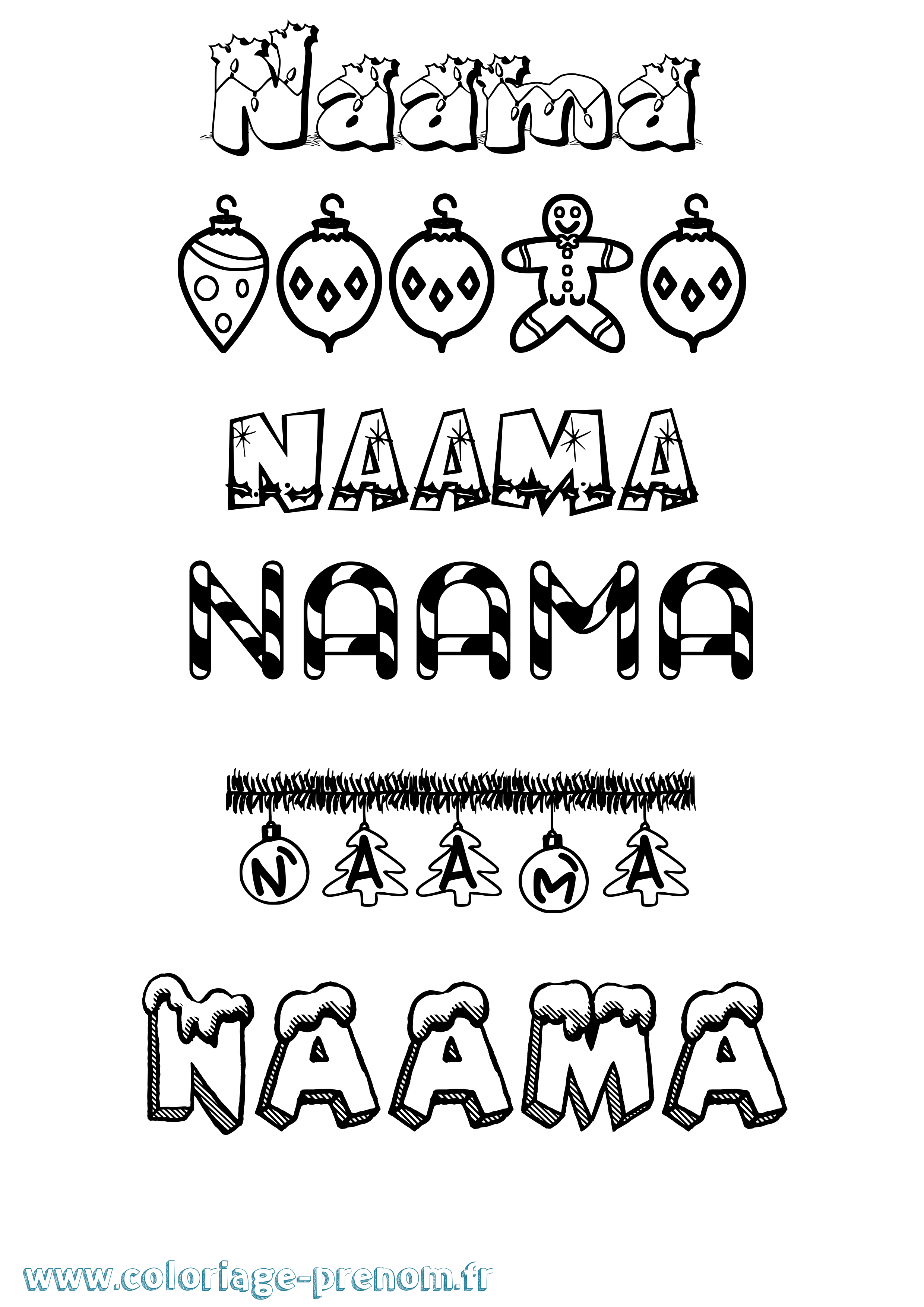 Coloriage Naama Noël Coloriage prénom Naama Noël