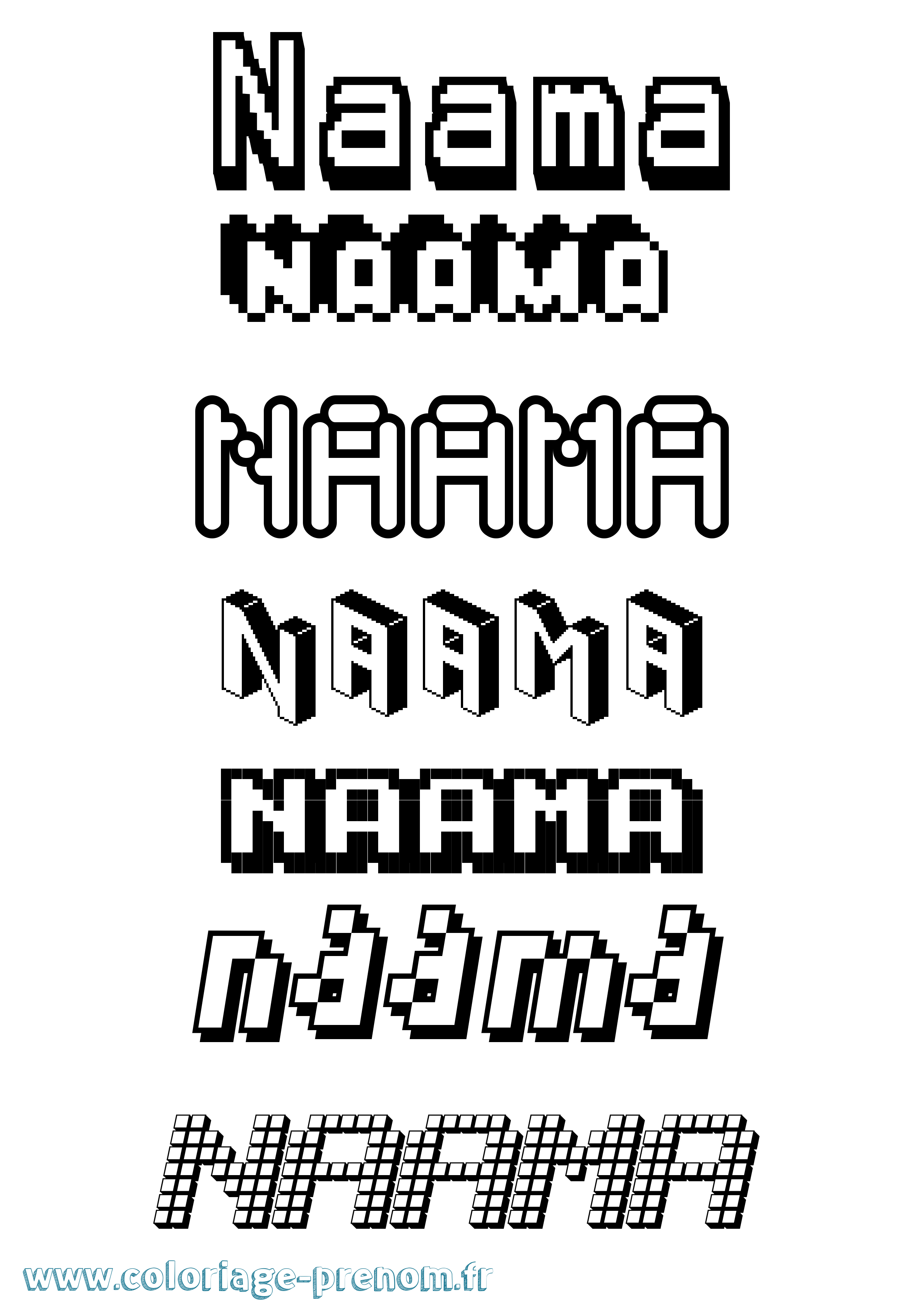 Coloriage Naama Pixel Coloriage prénom Naama Pixel