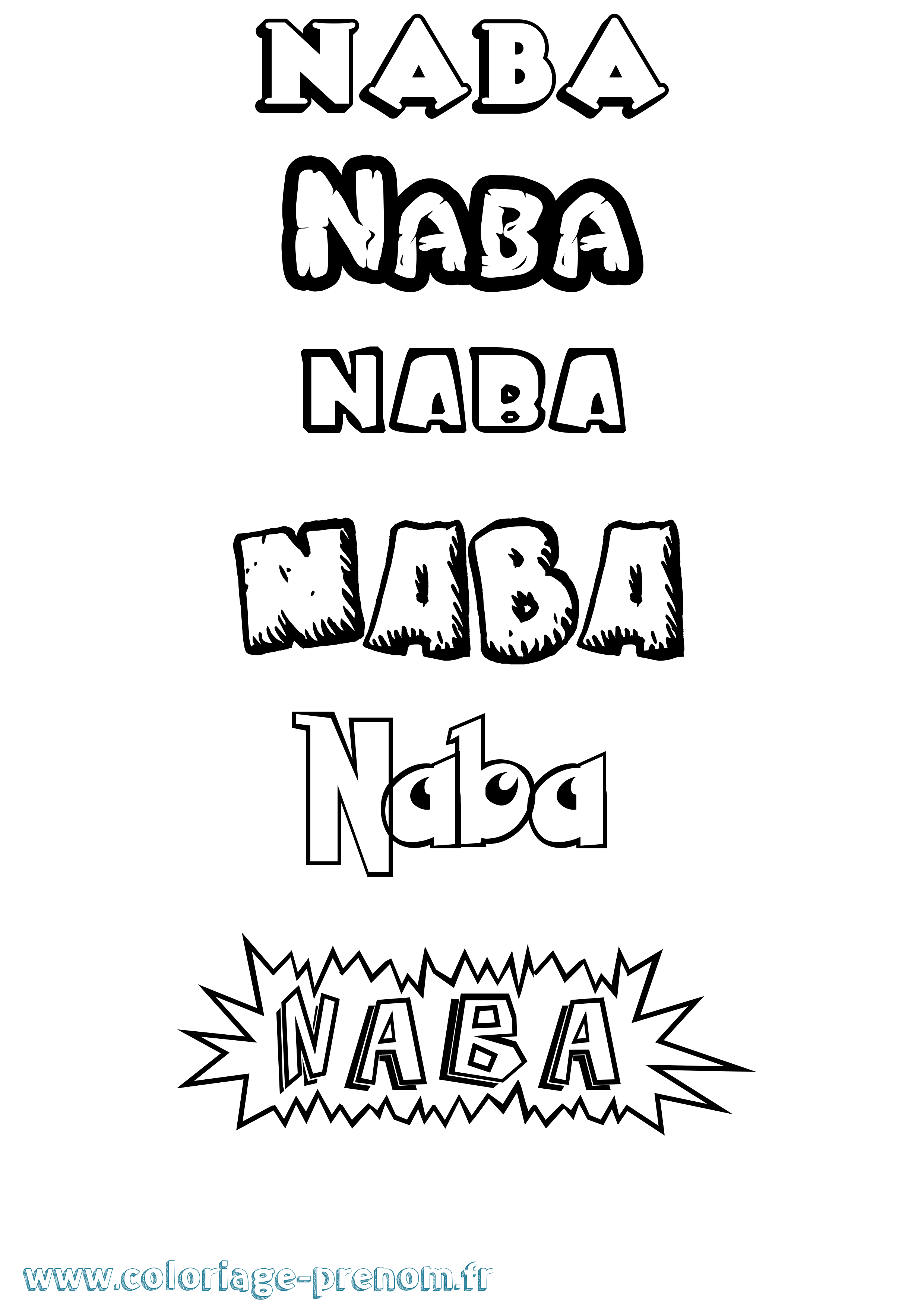 Coloriage Naba Dessin Animé Coloriage prénom Naba Dessin Animé