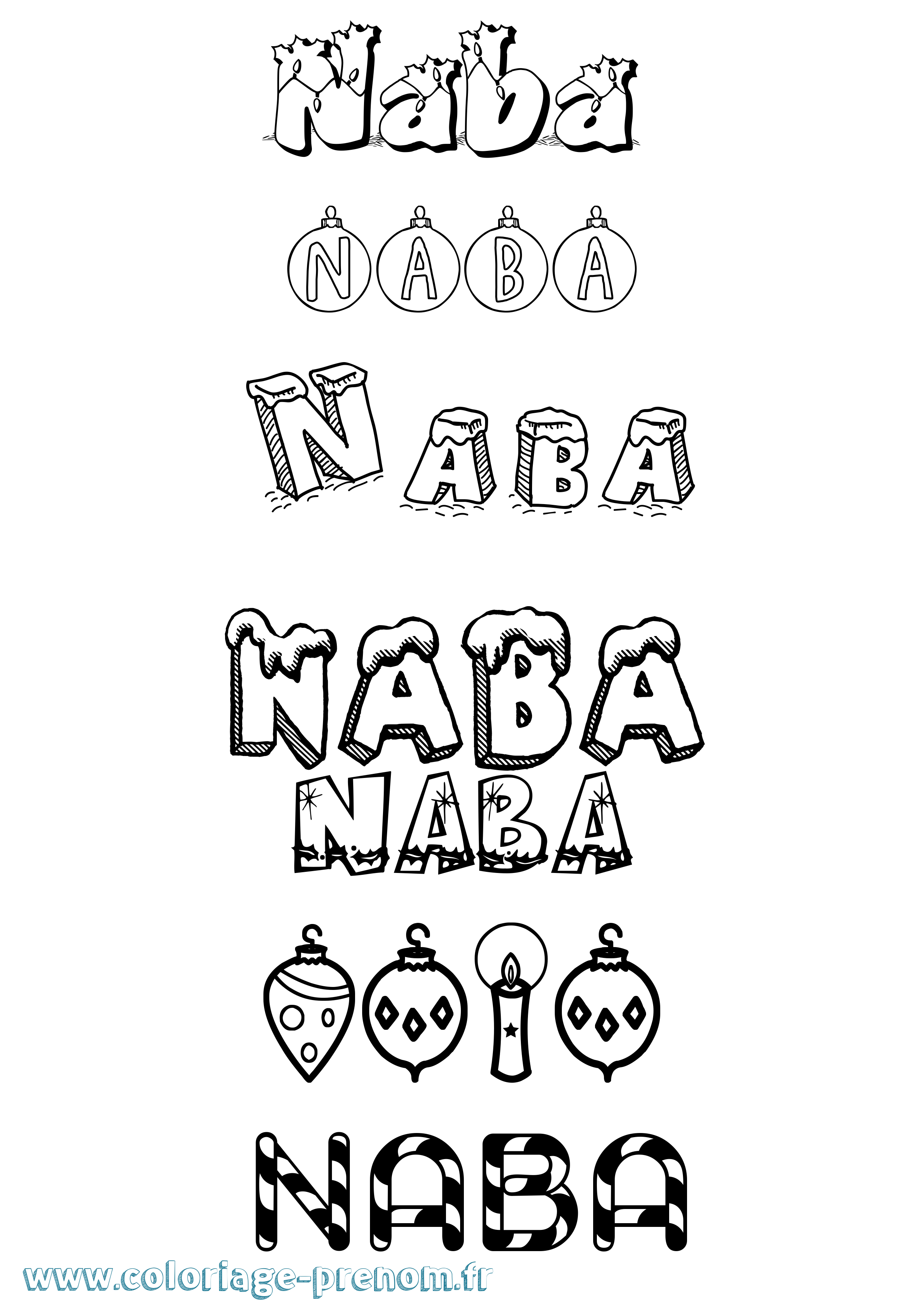Coloriage Naba Noël Coloriage prénom Naba Noël