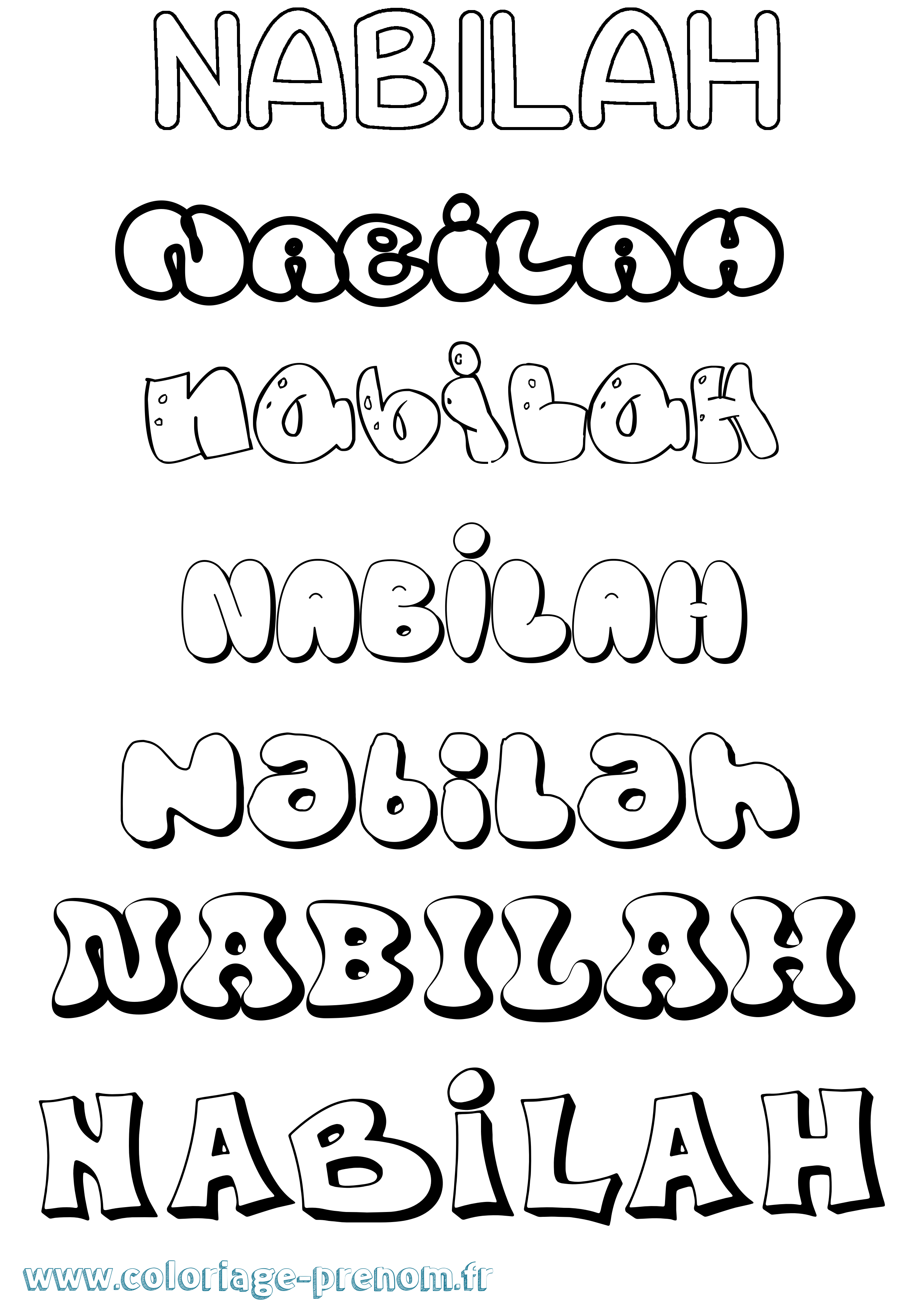 Coloriage Nabilah Bubble Coloriage prénom Nabilah Bubble