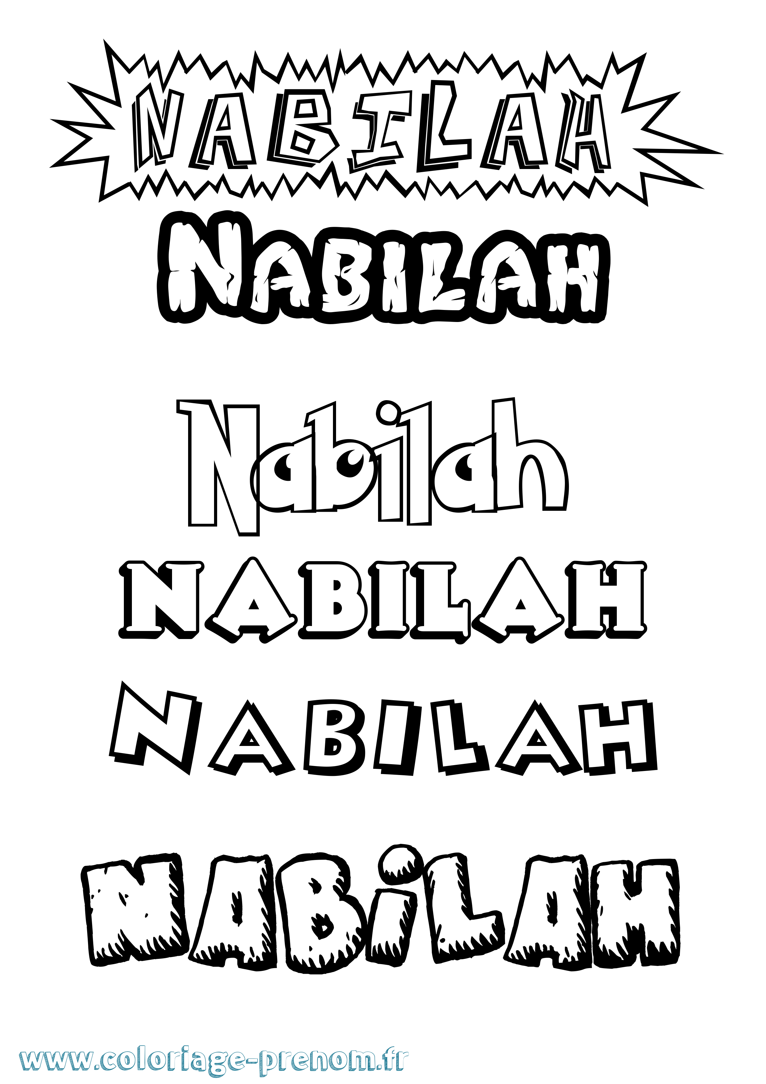 Coloriage Nabilah Dessin Animé Coloriage prénom Nabilah Dessin Animé