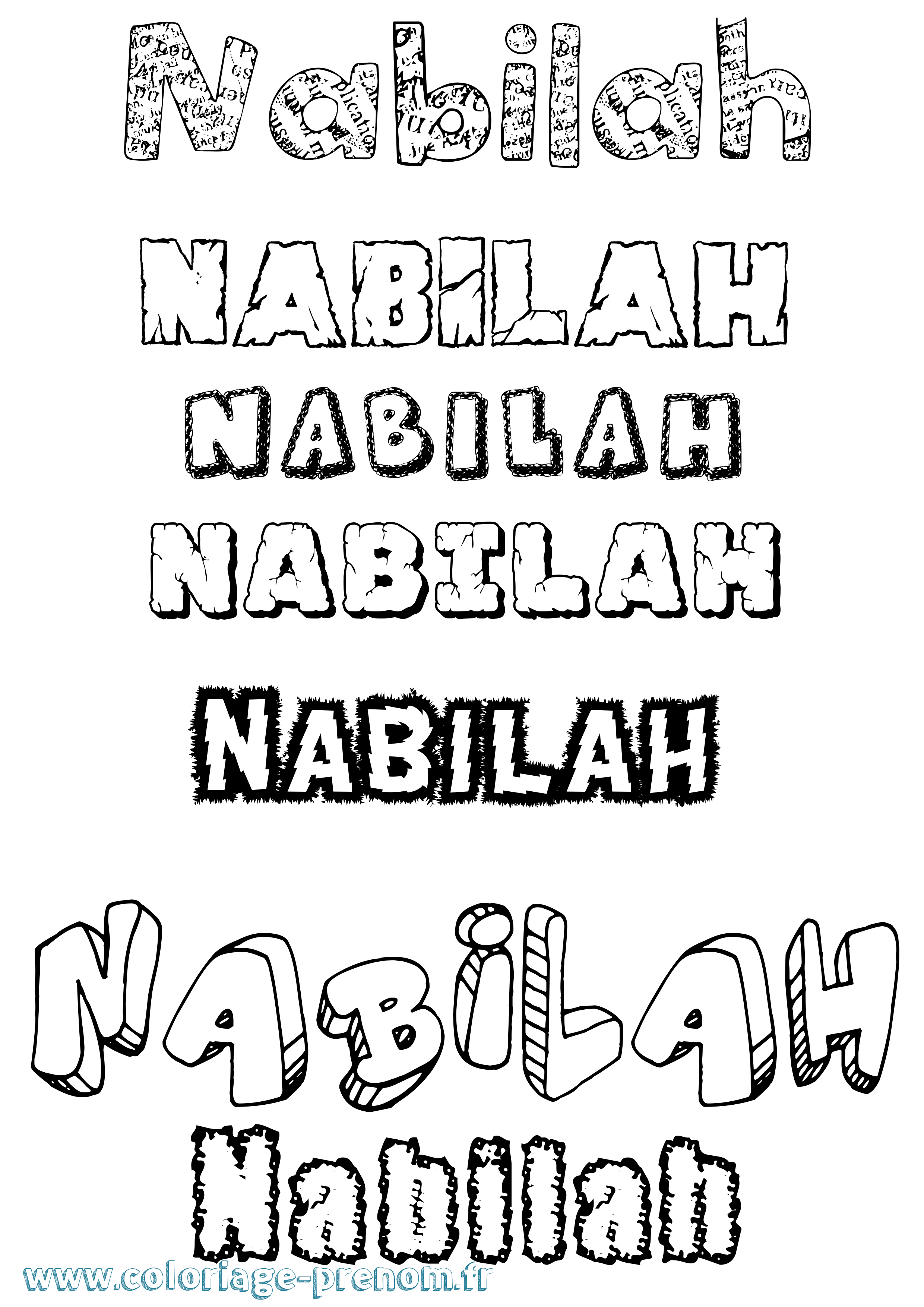 Coloriage Nabilah Destructuré Coloriage prénom Nabilah Destructuré