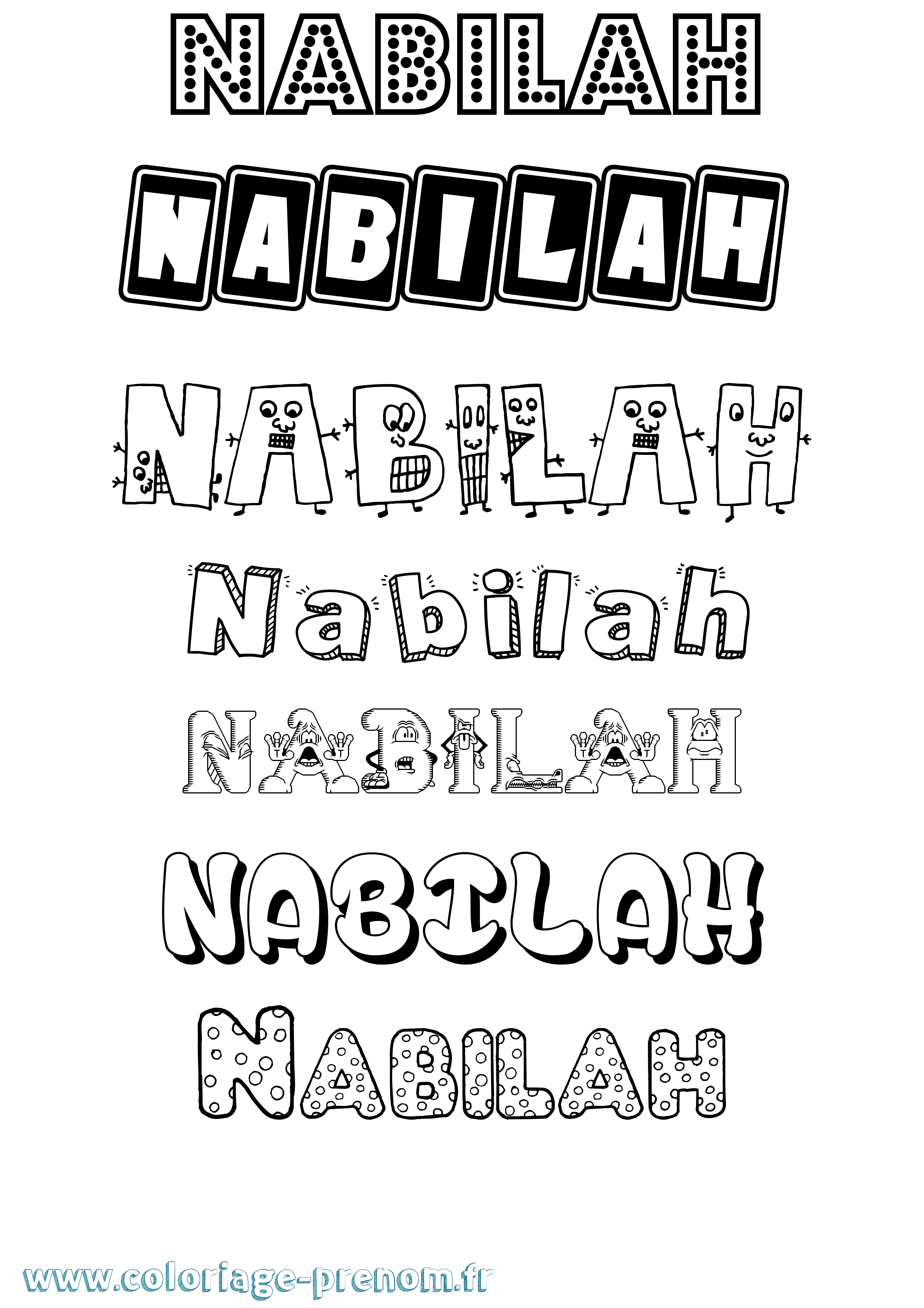 Coloriage Nabilah Fun Coloriage prénom Nabilah Fun
