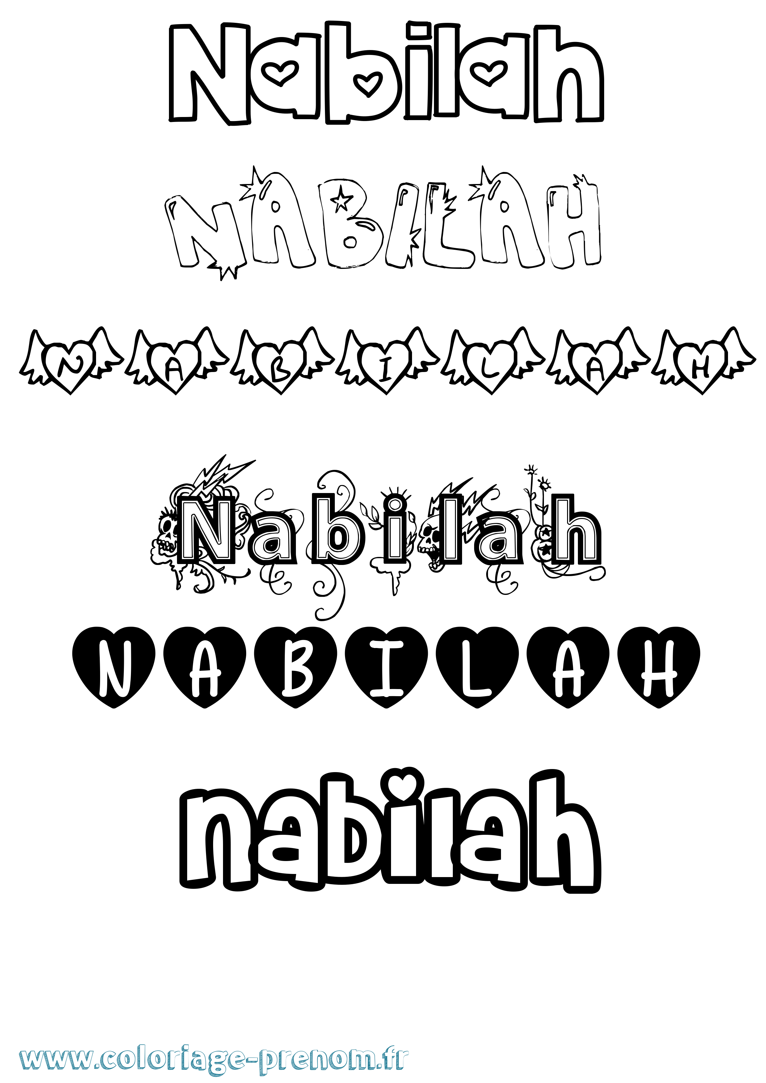 Coloriage Nabilah Girly Coloriage prénom Nabilah Girly