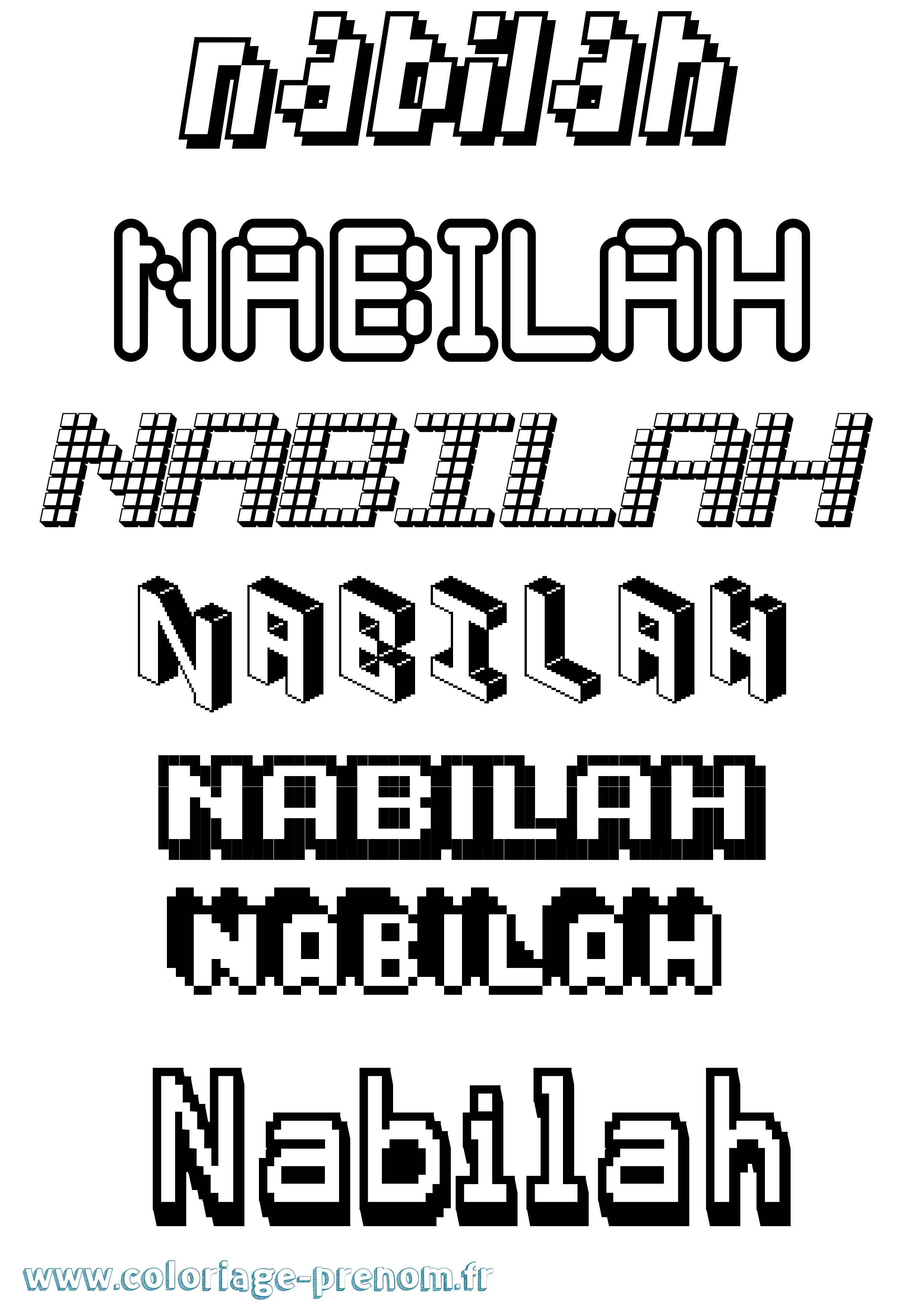 Coloriage Nabilah Pixel Coloriage prénom Nabilah Pixel