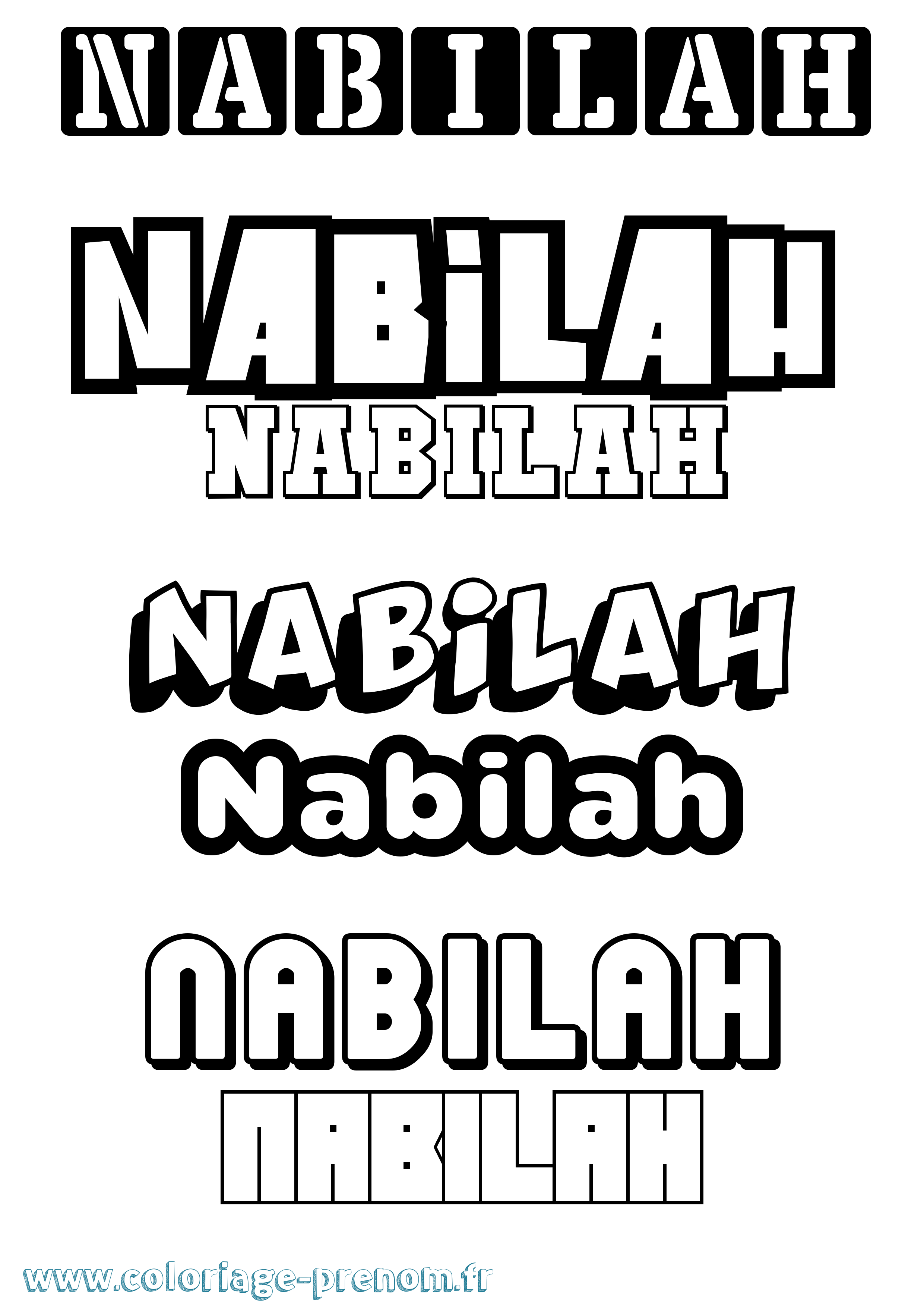 Coloriage Nabilah Simple Coloriage prénom Nabilah Simple