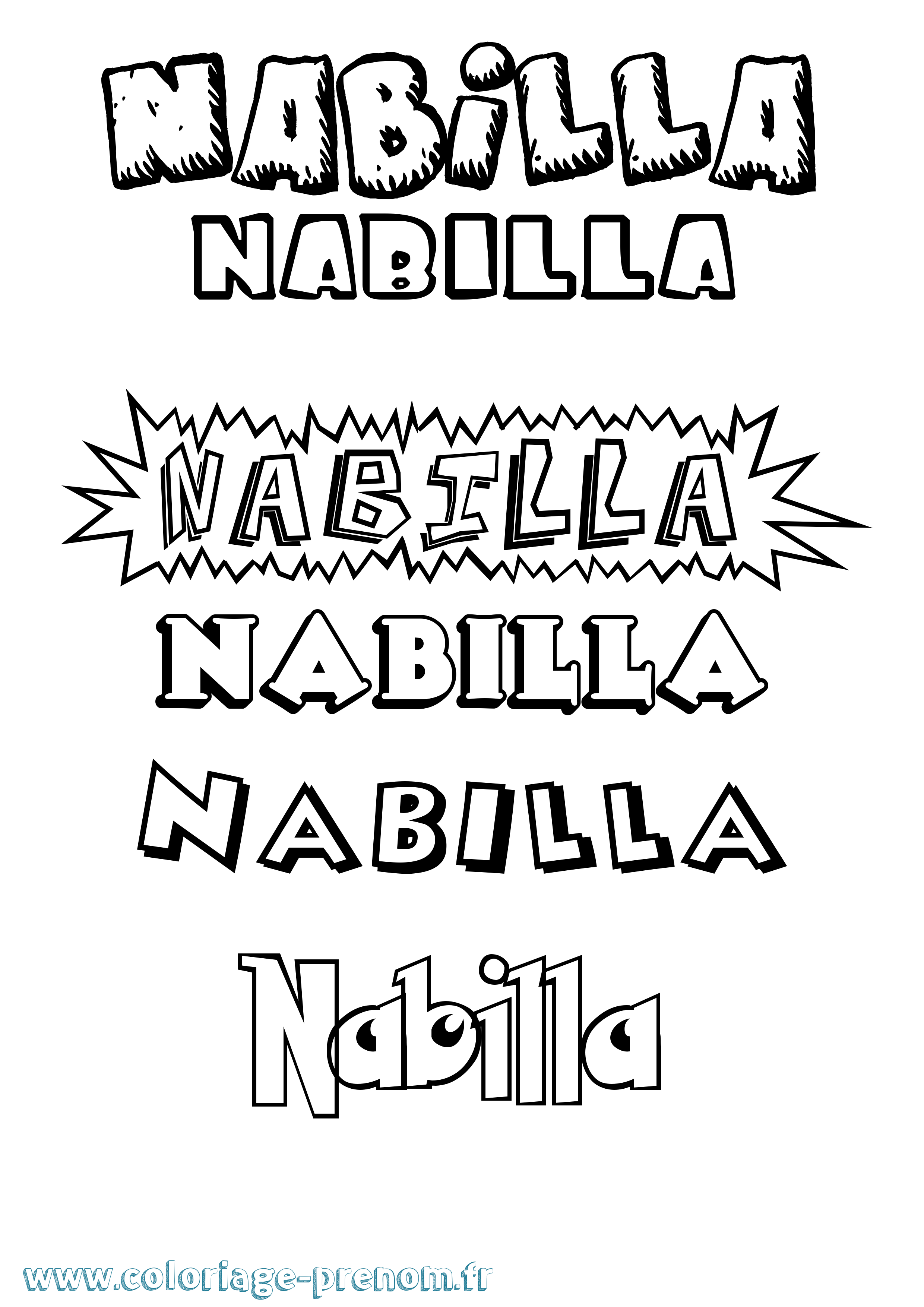 Coloriage Nabilla Dessin Animé Coloriage prénom Nabilla Dessin Animé