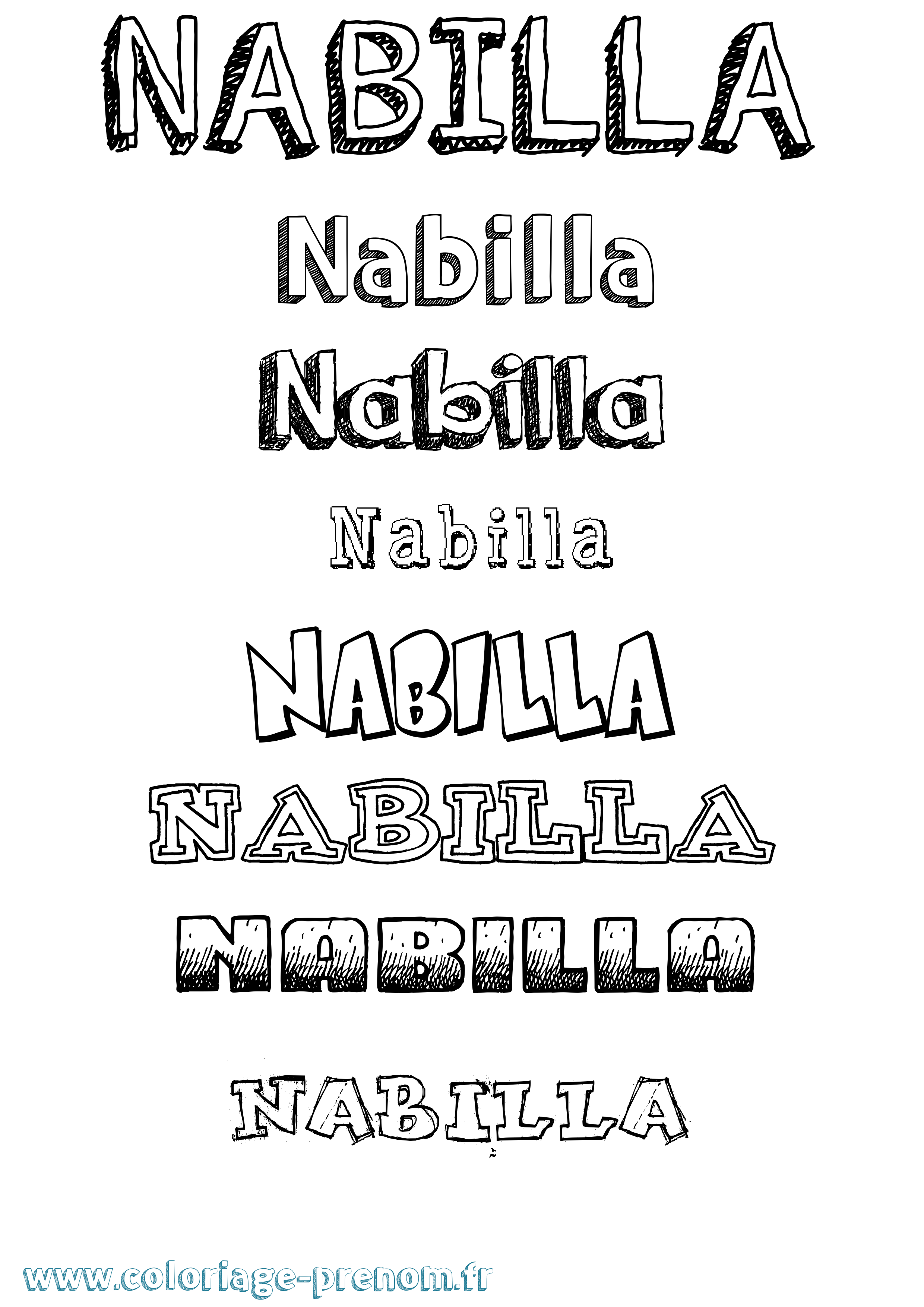 Coloriage Nabilla Dessiné Coloriage prénom Nabilla Dessiné