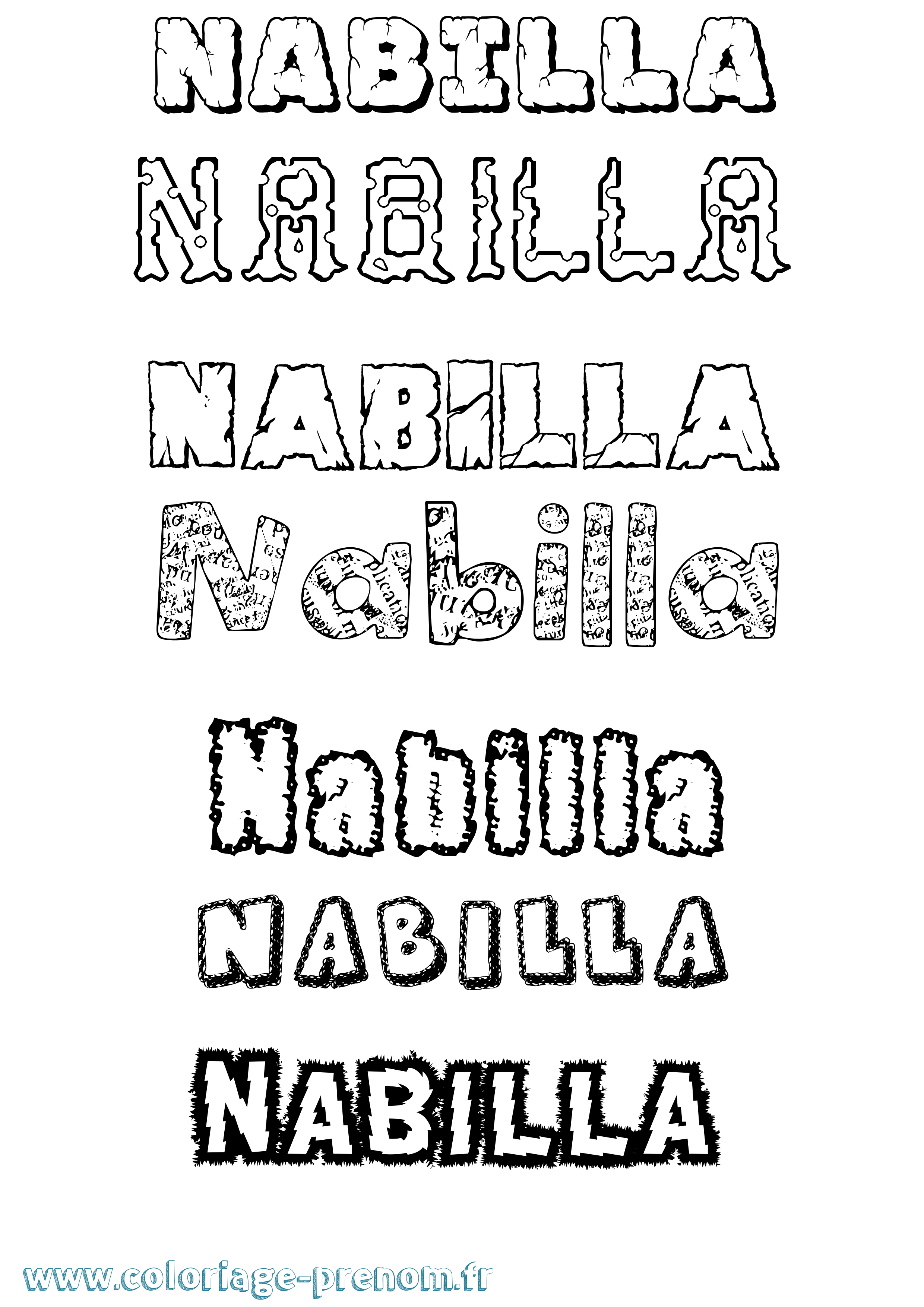 Coloriage Nabilla Destructuré Coloriage prénom Nabilla Destructuré