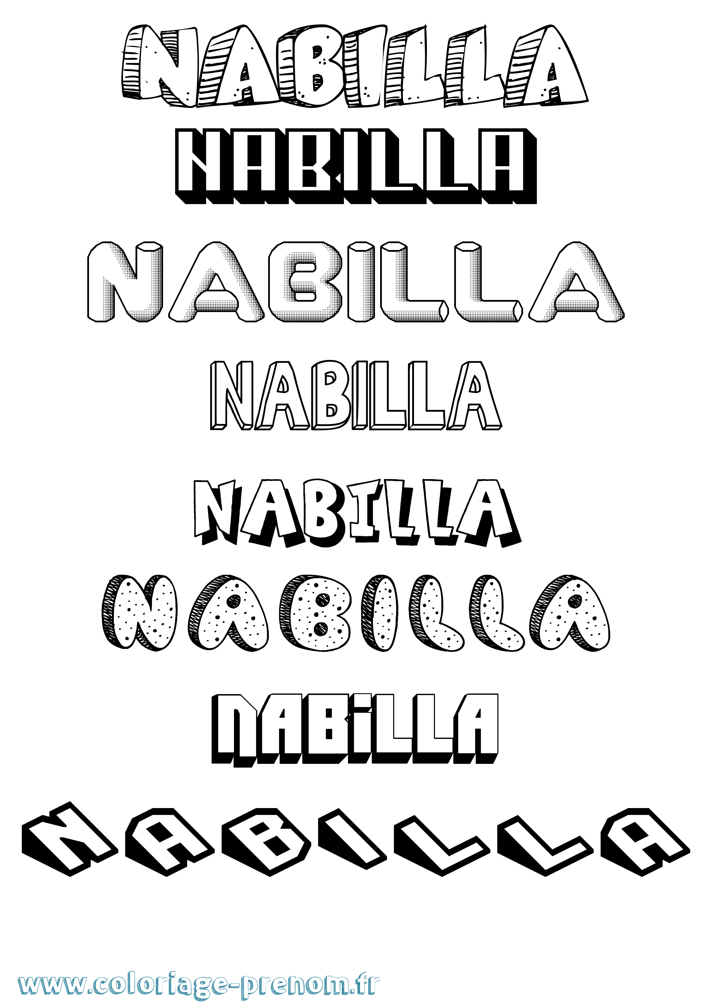 Coloriage Nabilla Effet 3D Coloriage prénom Nabilla Effet 3D