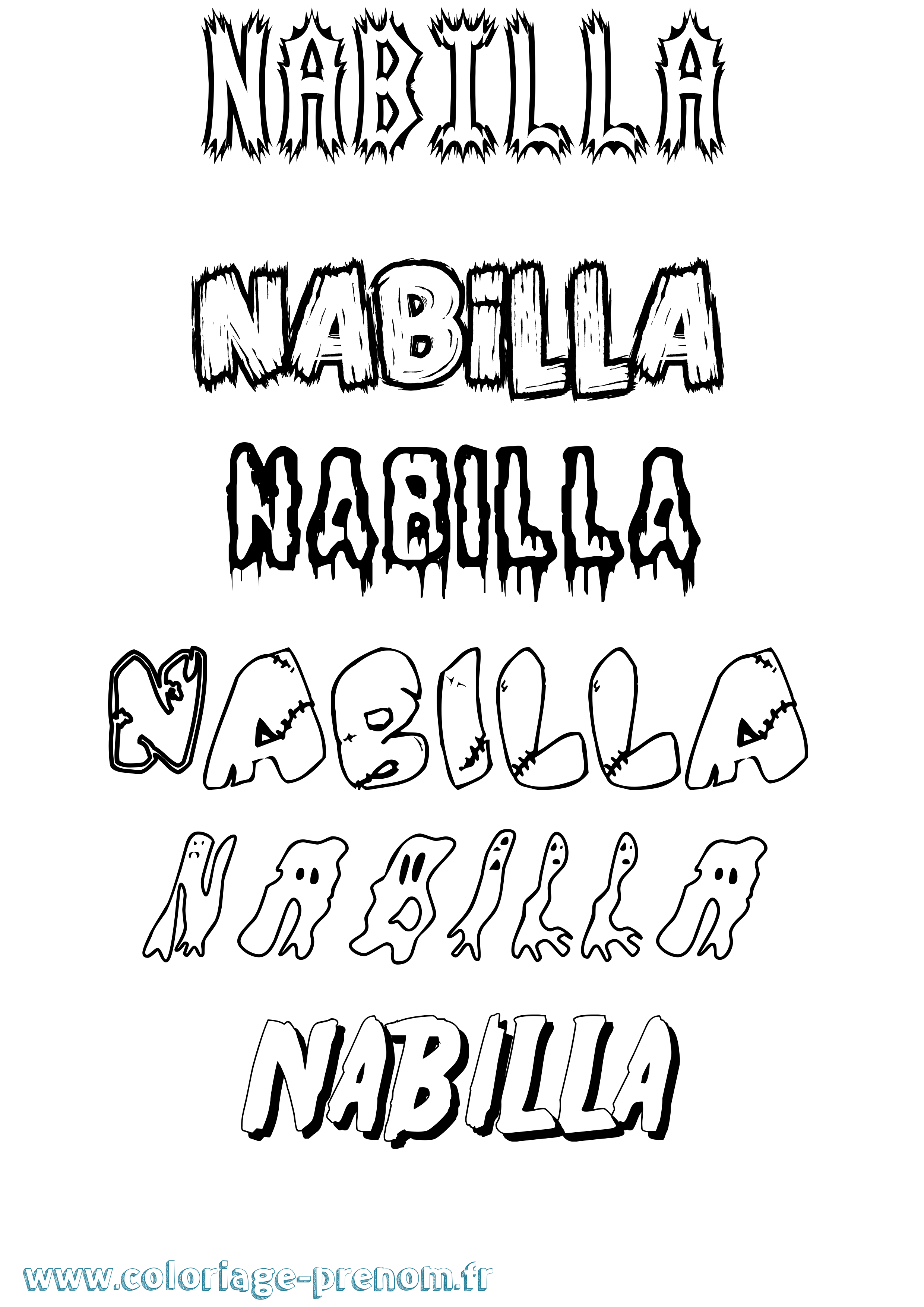 Coloriage Nabilla Frisson Coloriage prénom Nabilla Frisson
