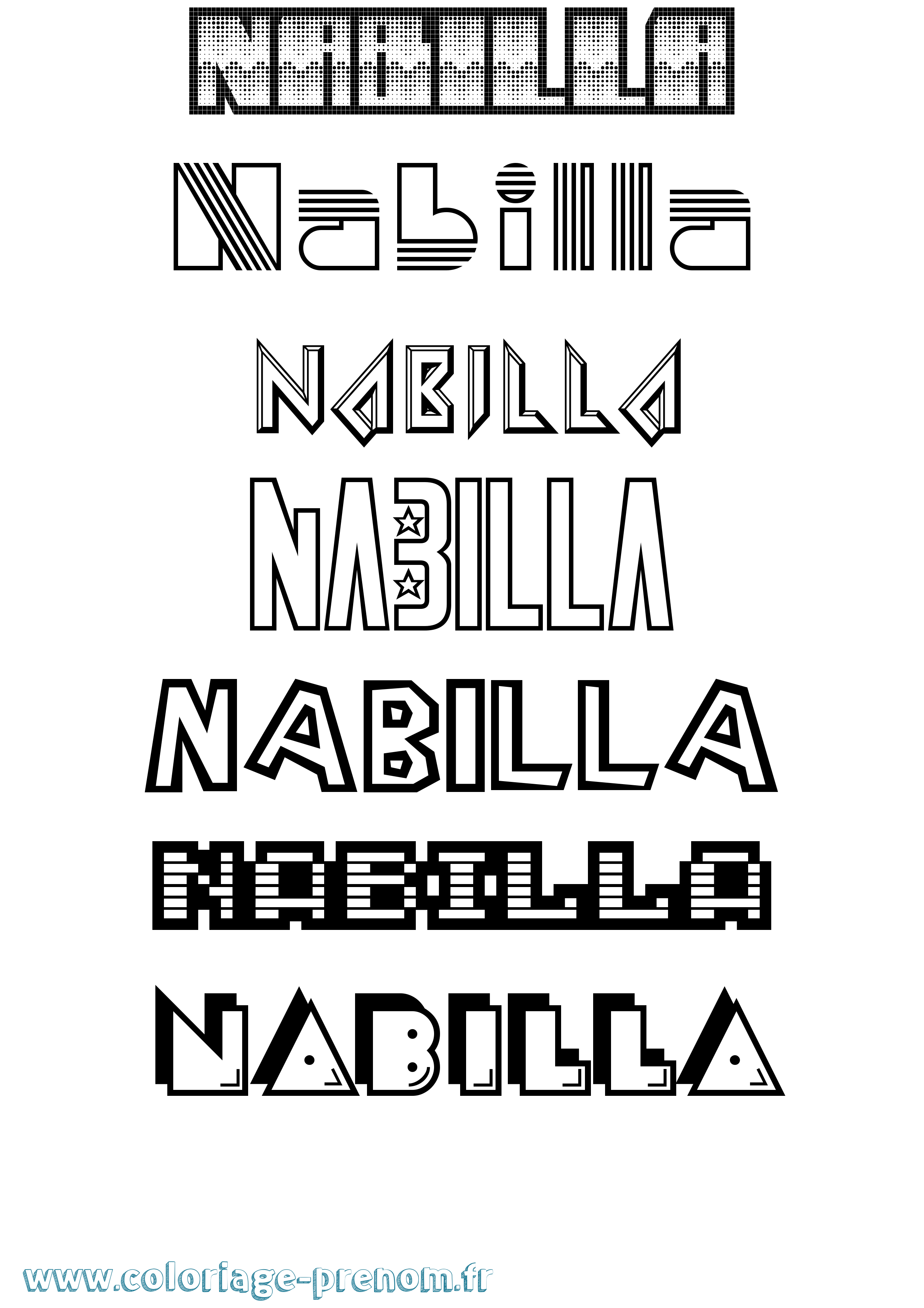 Coloriage Nabilla Jeux Vidéos Coloriage prénom Nabilla Jeux Vidéos