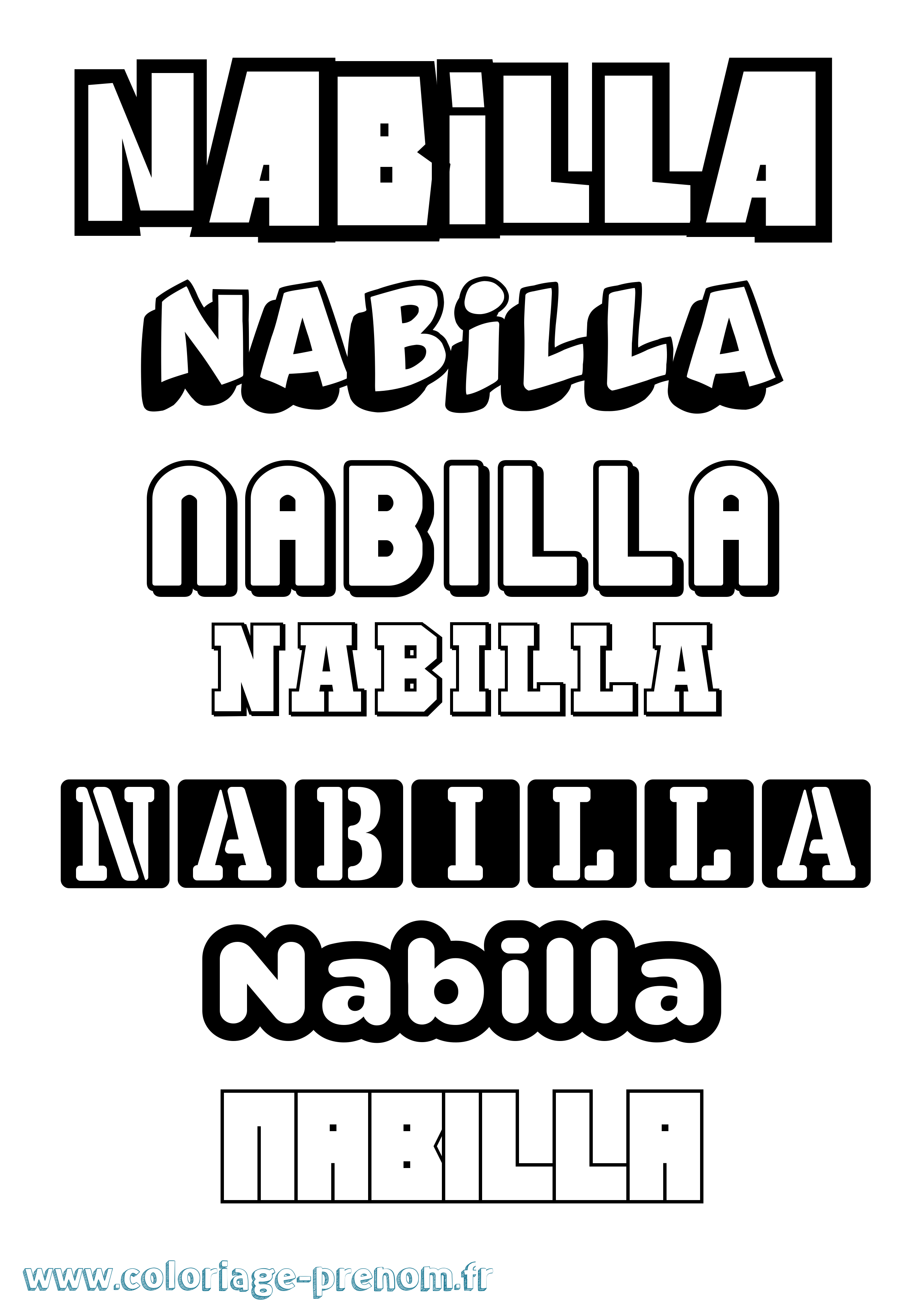 Coloriage Nabilla Simple Coloriage prénom Nabilla Simple
