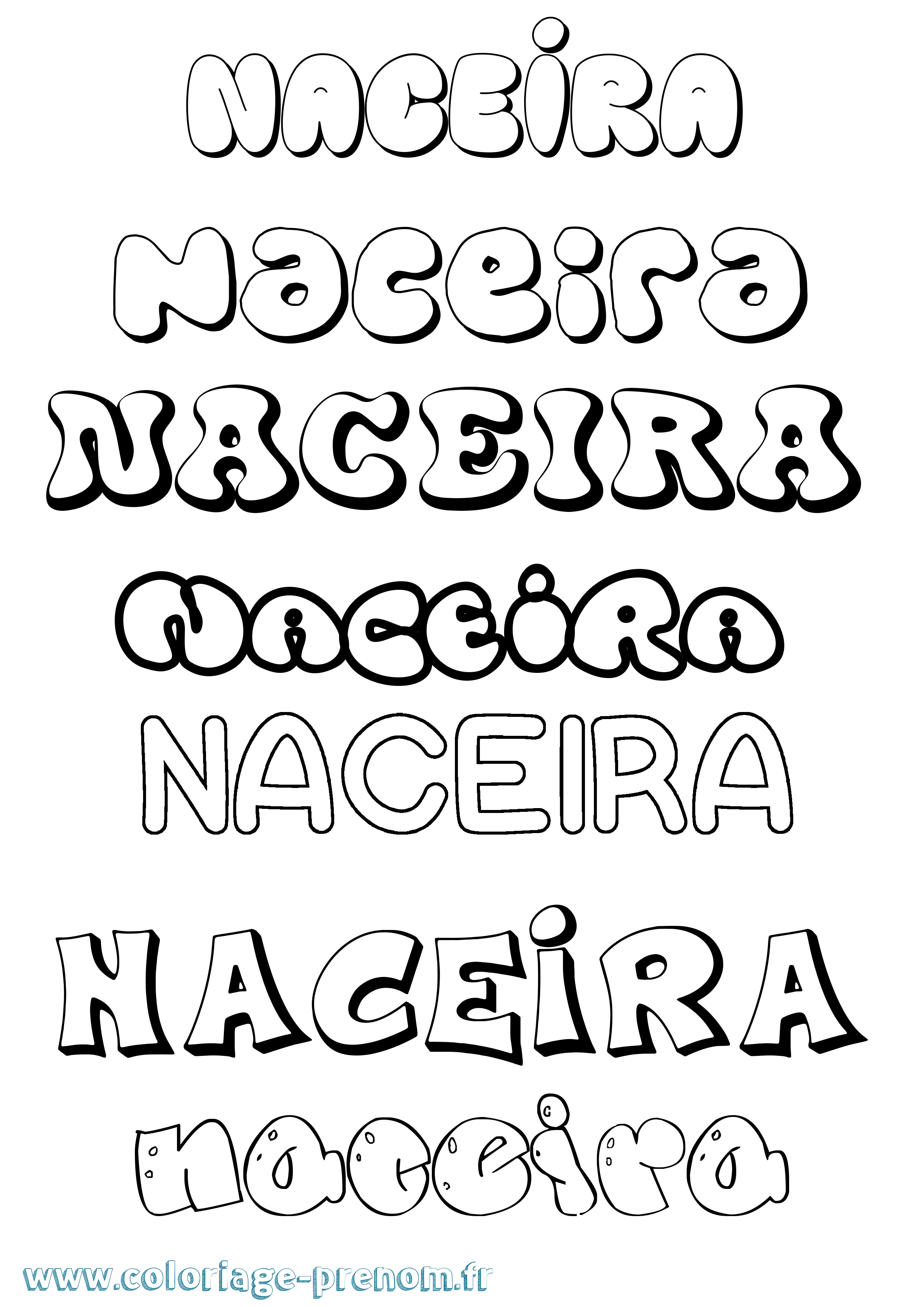 Coloriage Naceira Bubble Coloriage prénom Naceira Bubble
