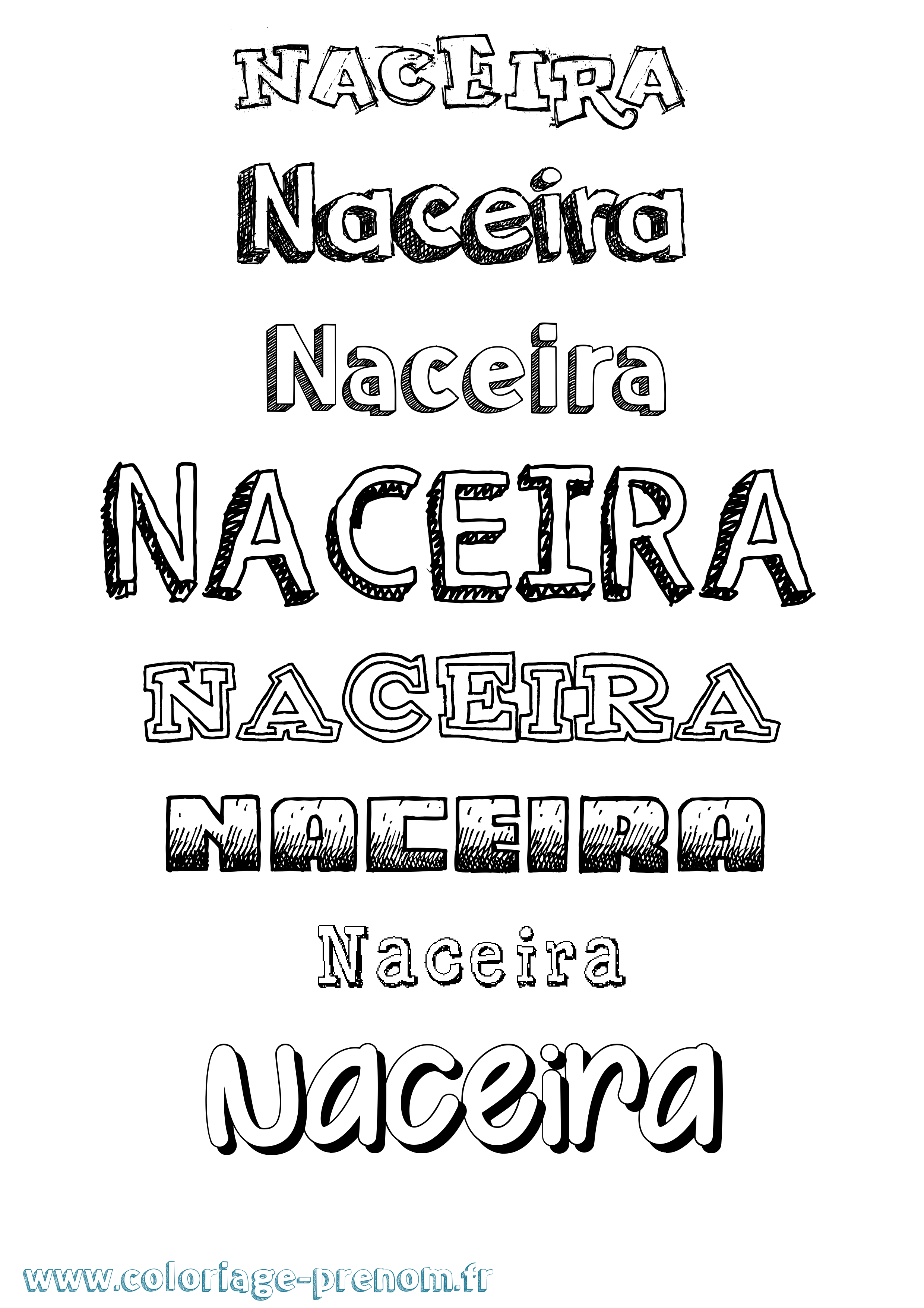Coloriage Naceira Dessiné Coloriage prénom Naceira Dessiné