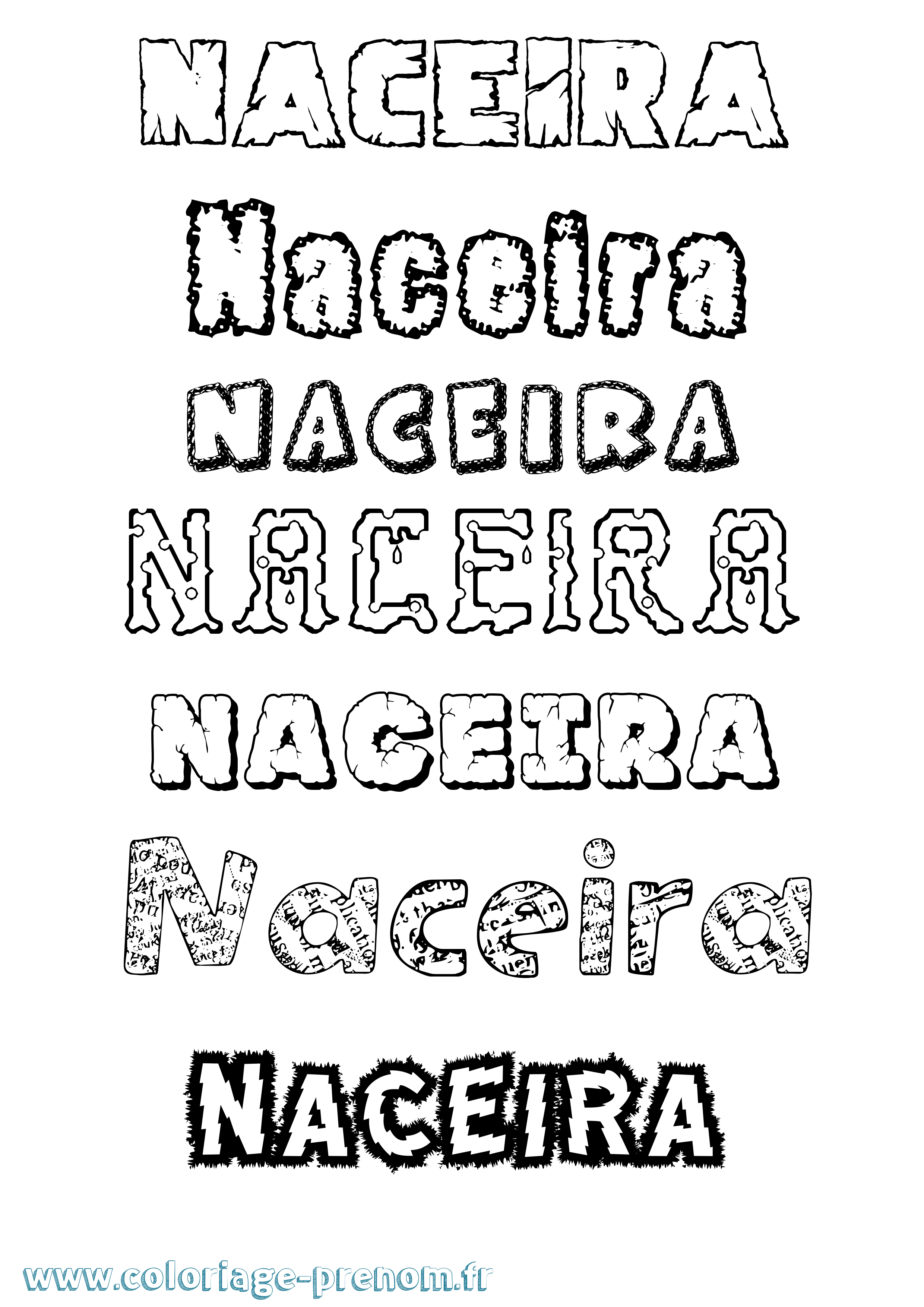 Coloriage Naceira Destructuré Coloriage prénom Naceira Destructuré