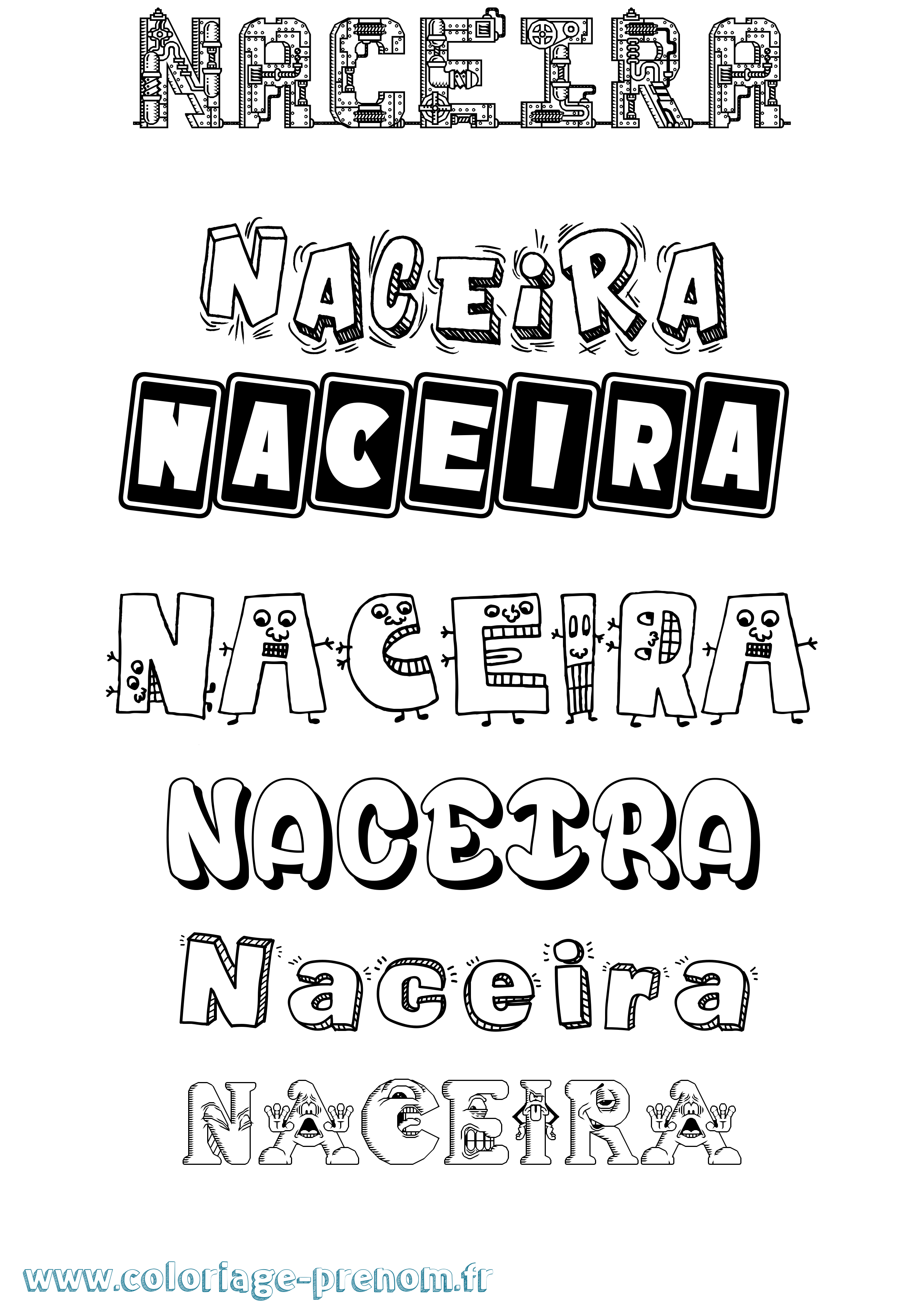 Coloriage Naceira Fun Coloriage prénom Naceira Fun