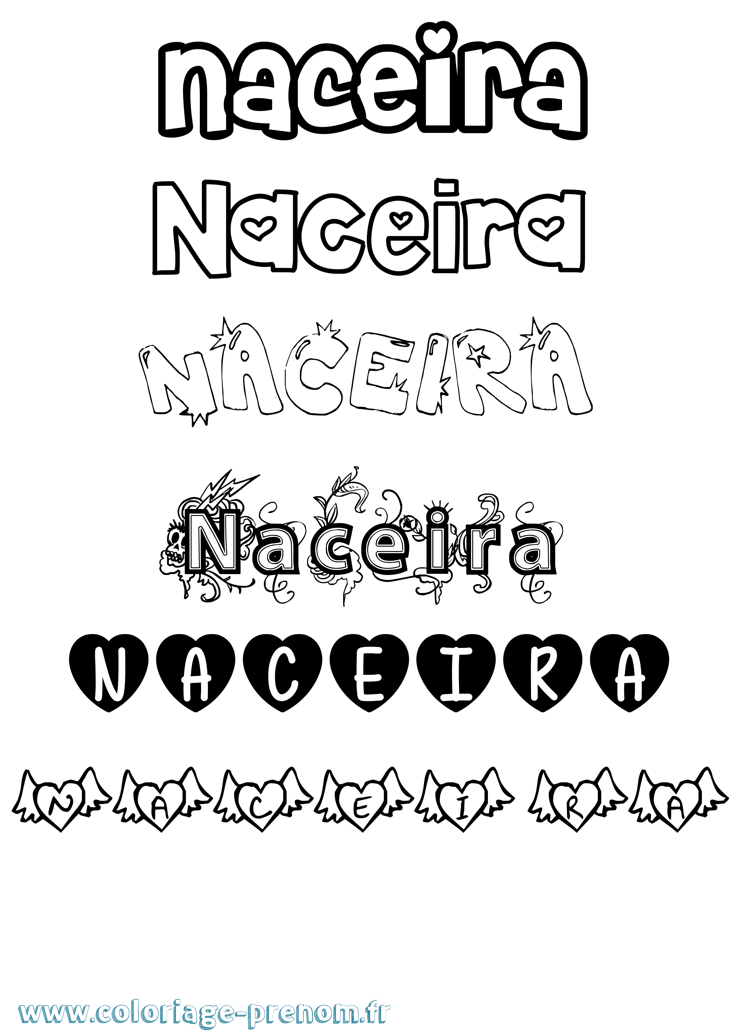 Coloriage Naceira Girly Coloriage prénom Naceira Girly