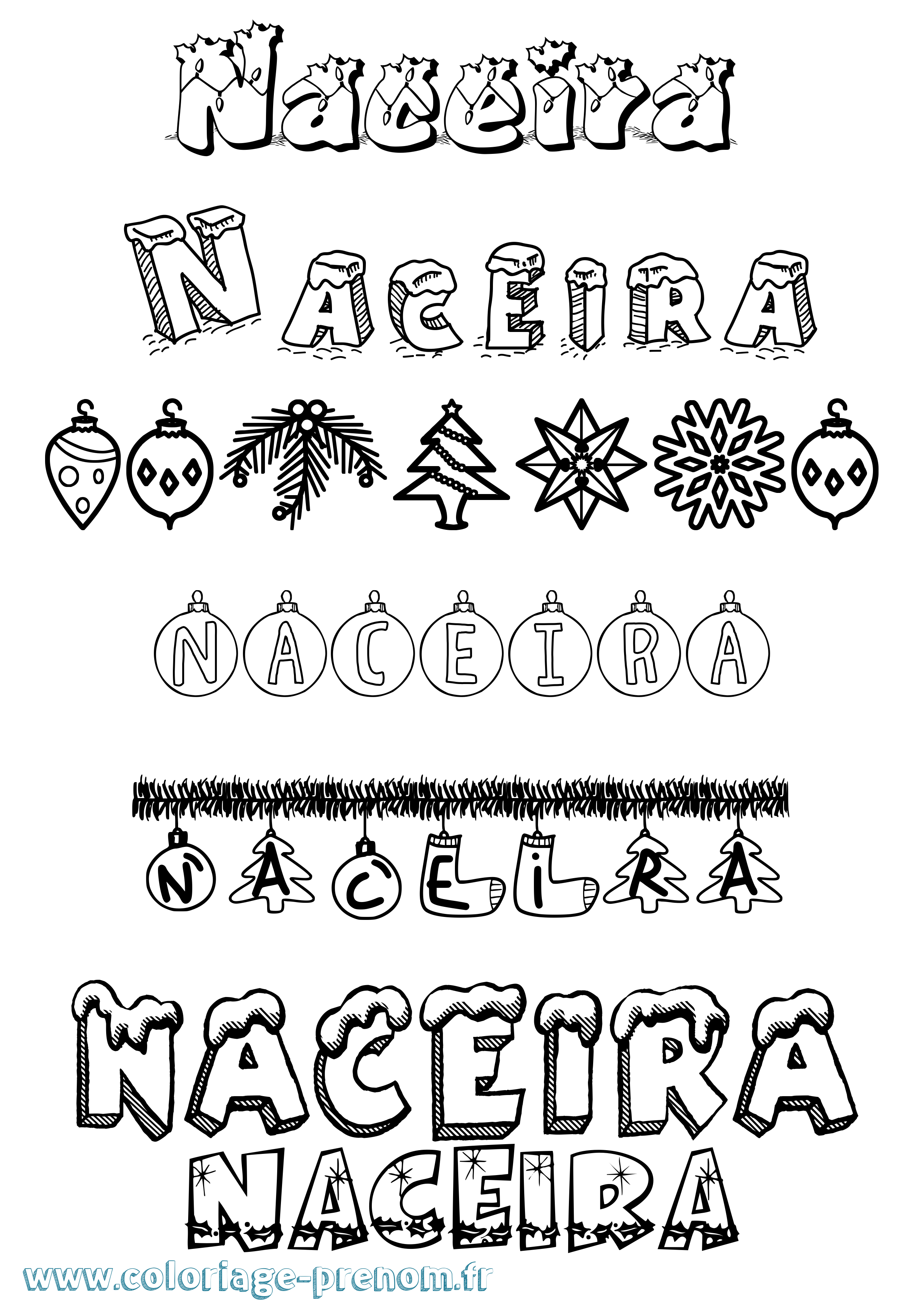 Coloriage Naceira Noël Coloriage prénom Naceira Noël
