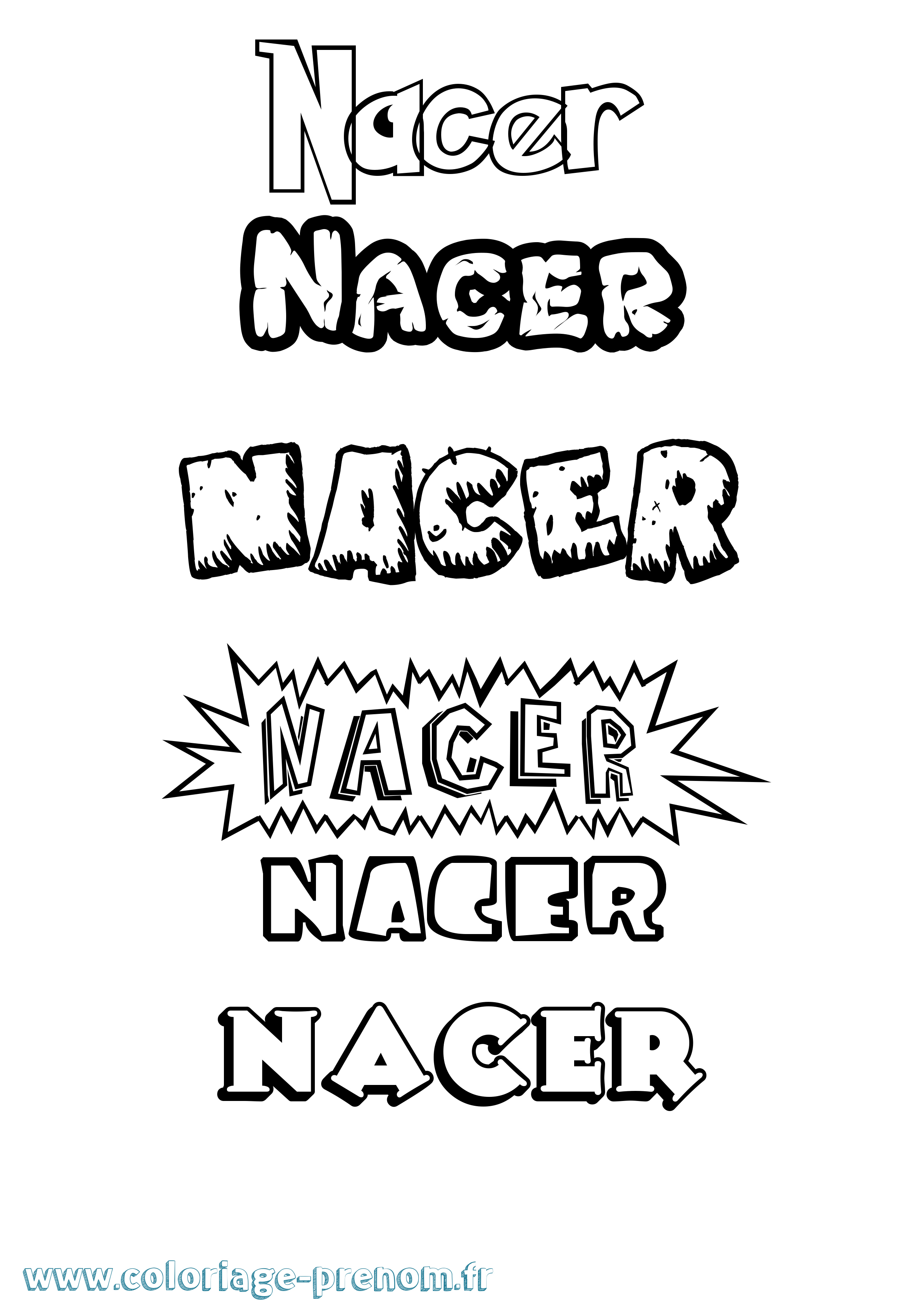 Coloriage Nacer Dessin Animé Coloriage prénom Nacer Dessin Animé