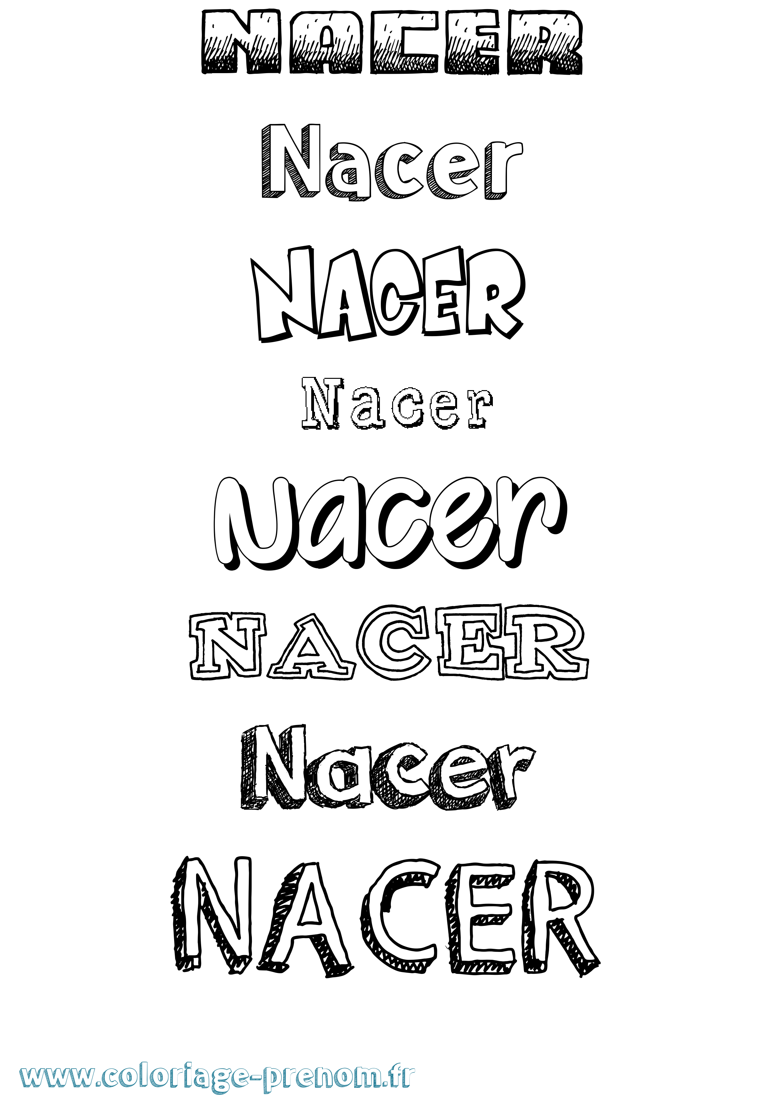 Coloriage Nacer Dessiné Coloriage prénom Nacer Dessiné