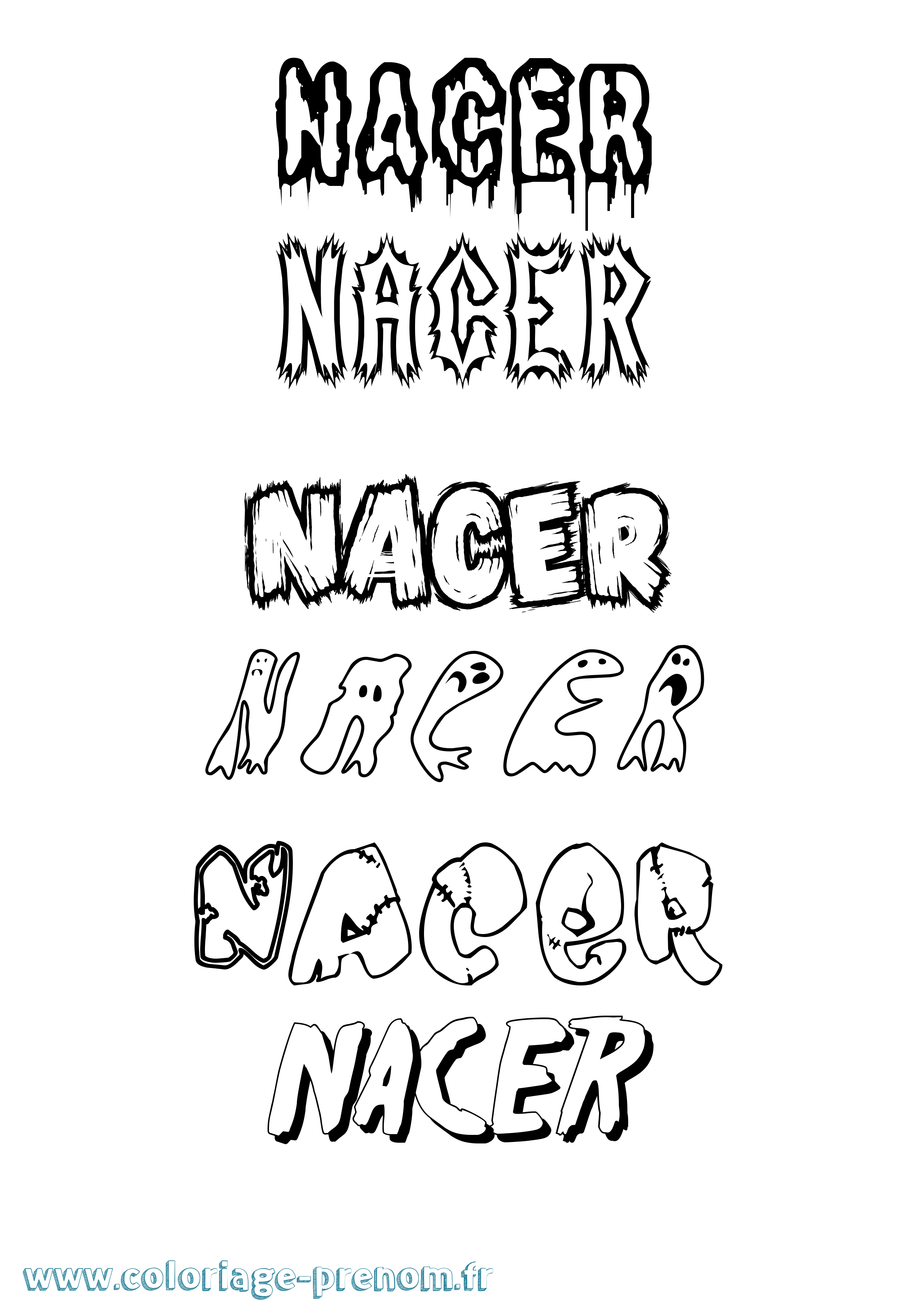 Coloriage Nacer Frisson Coloriage prénom Nacer Frisson