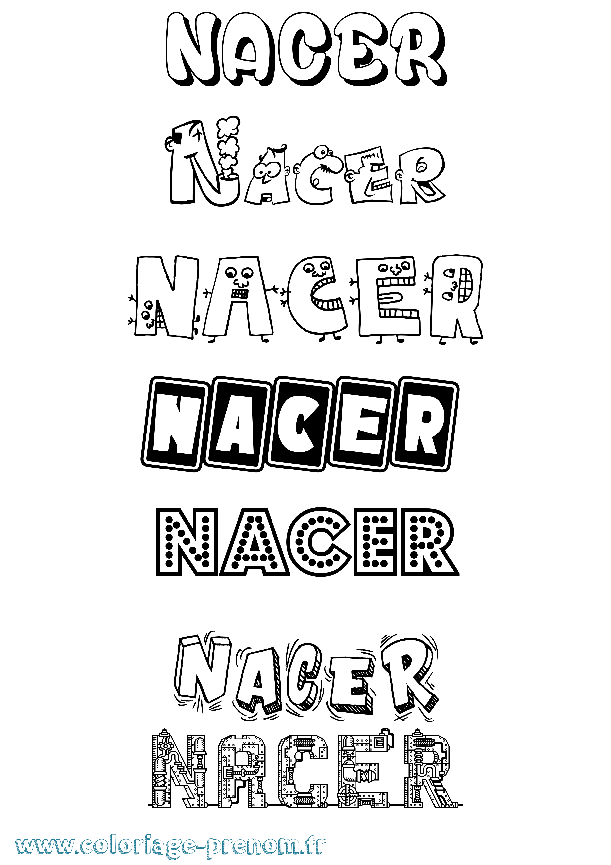 Coloriage Nacer Fun Coloriage prénom Nacer Fun