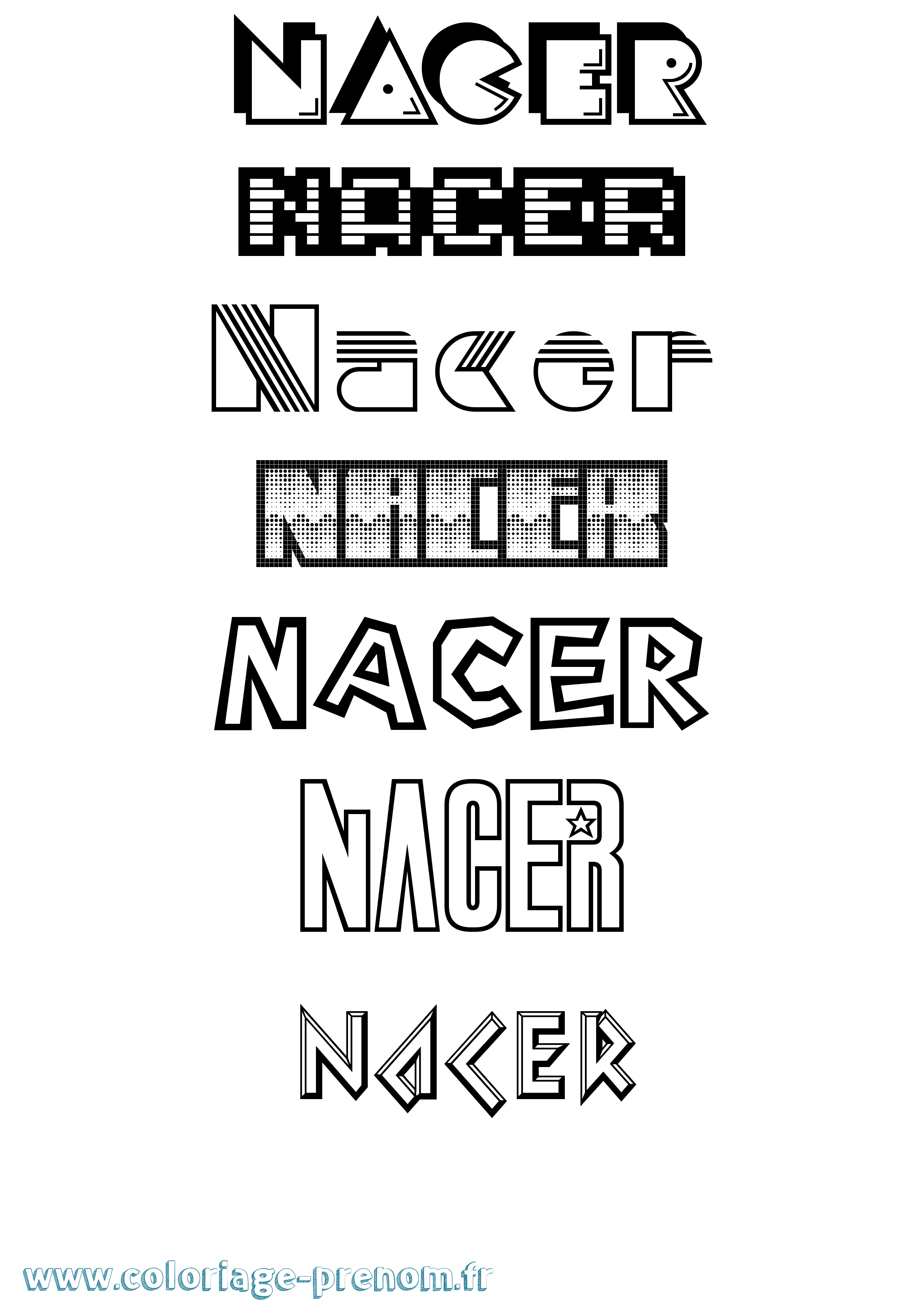 Coloriage Nacer Jeux Vidéos Coloriage prénom Nacer Jeux Vidéos