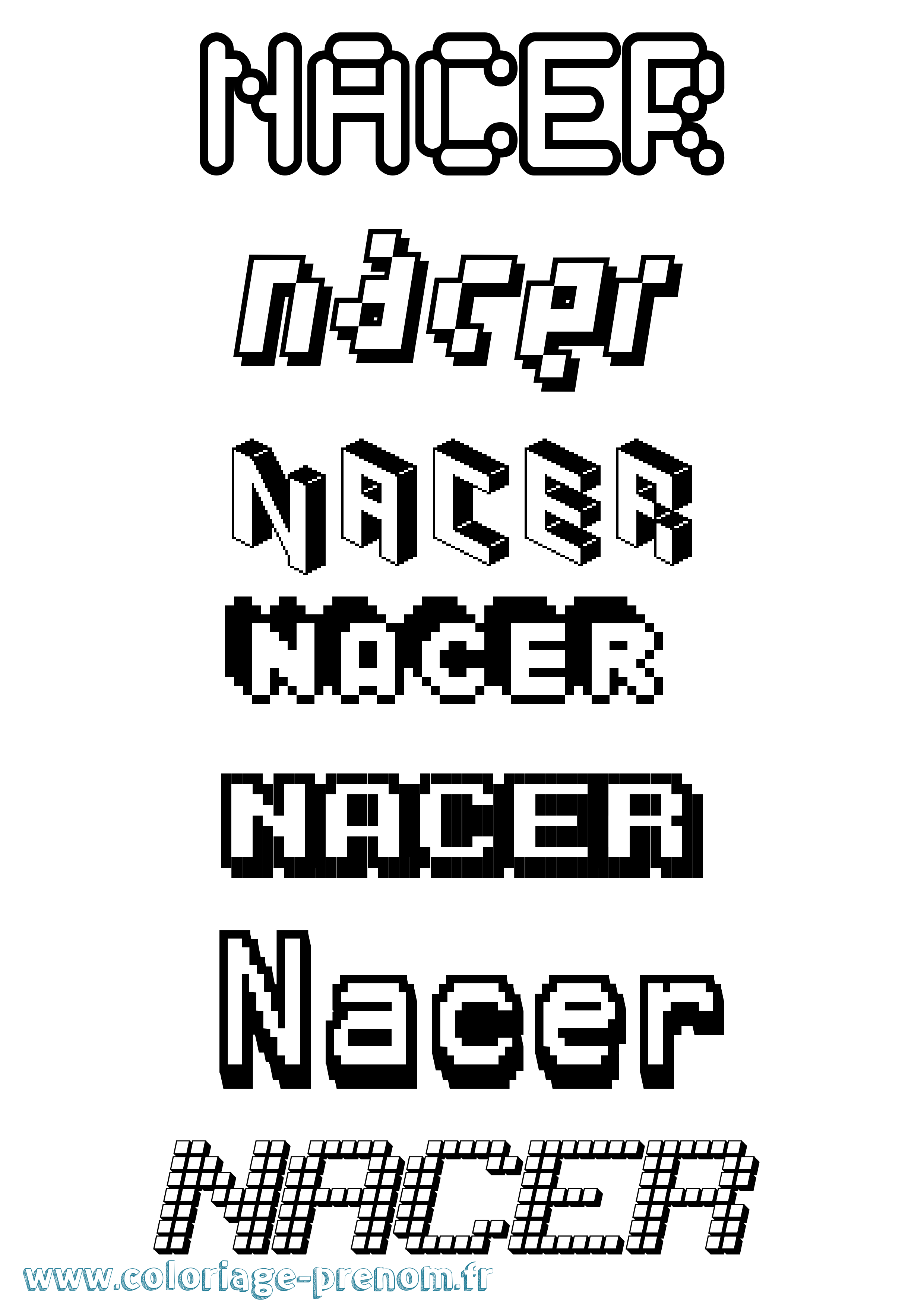 Coloriage Nacer Pixel Coloriage prénom Nacer Pixel