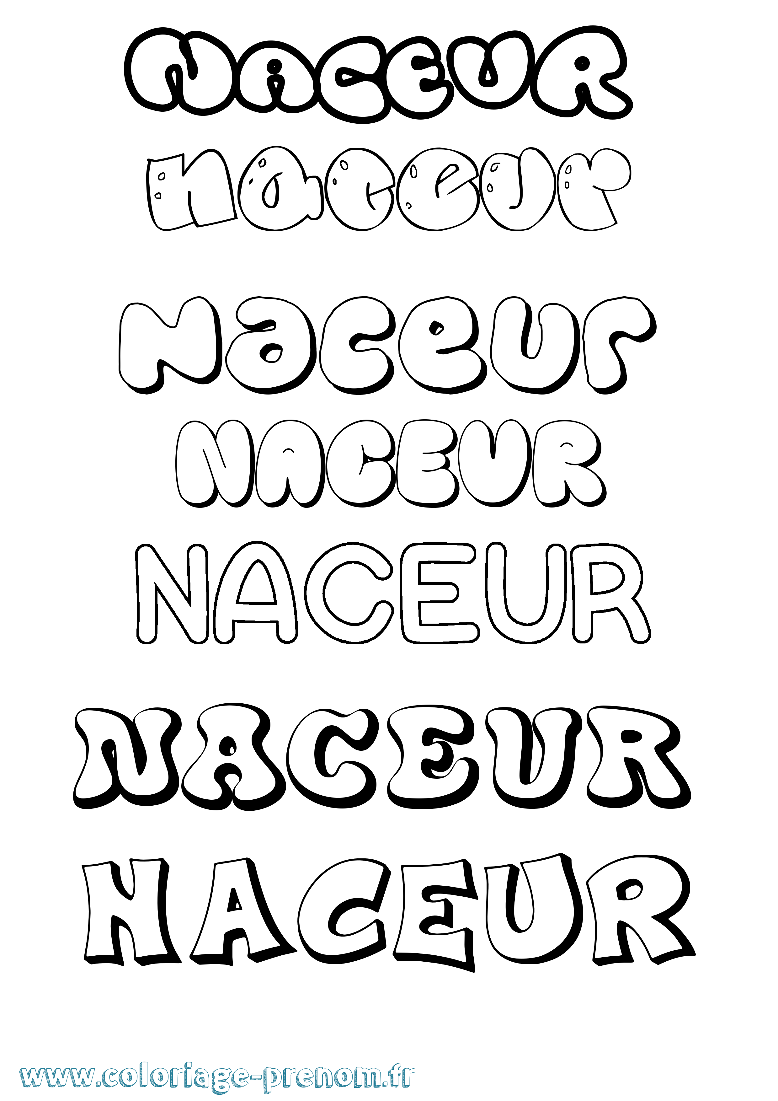 Coloriage Naceur Bubble Coloriage prénom Naceur Bubble