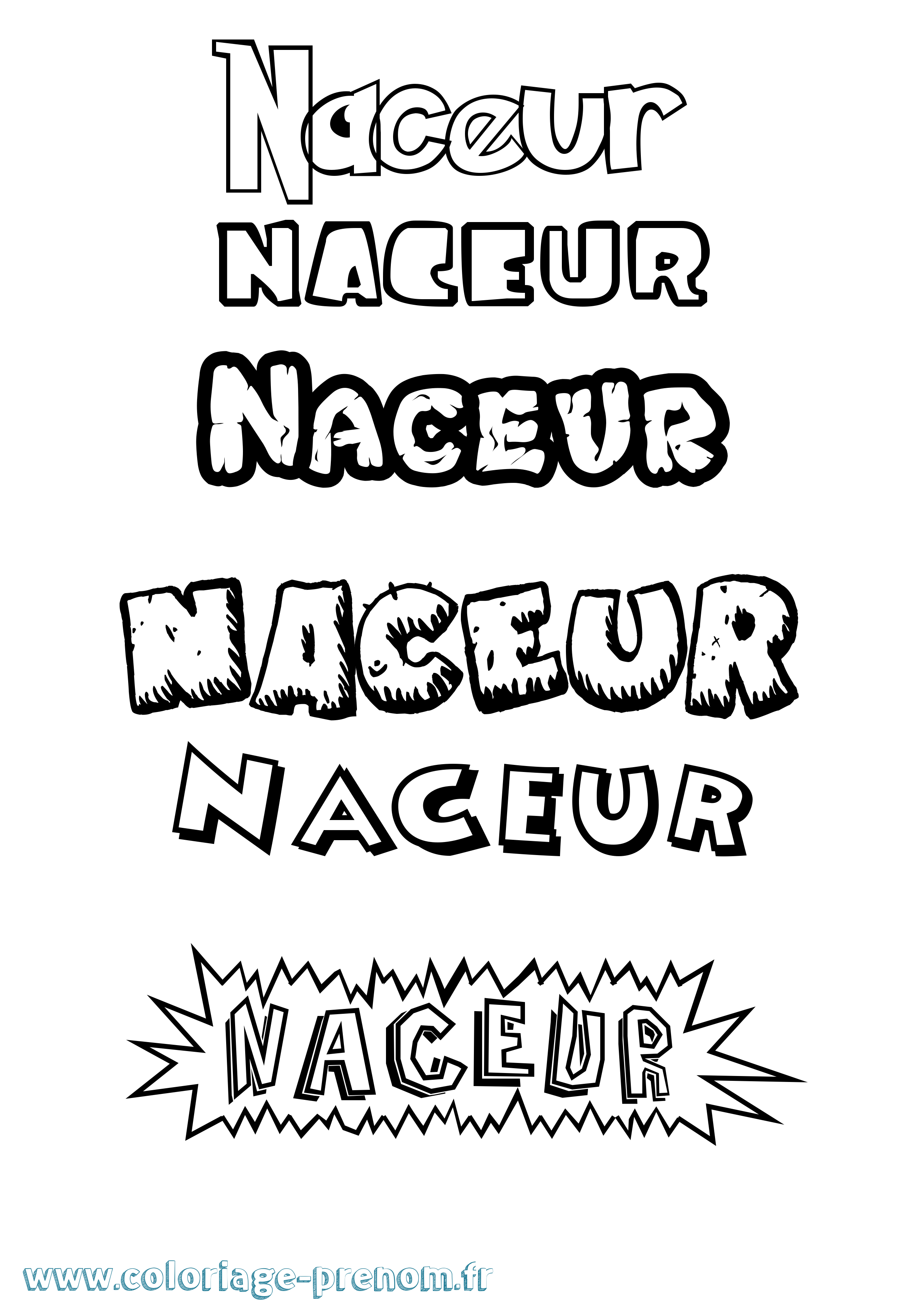 Coloriage Naceur Dessin Animé Coloriage prénom Naceur Dessin Animé