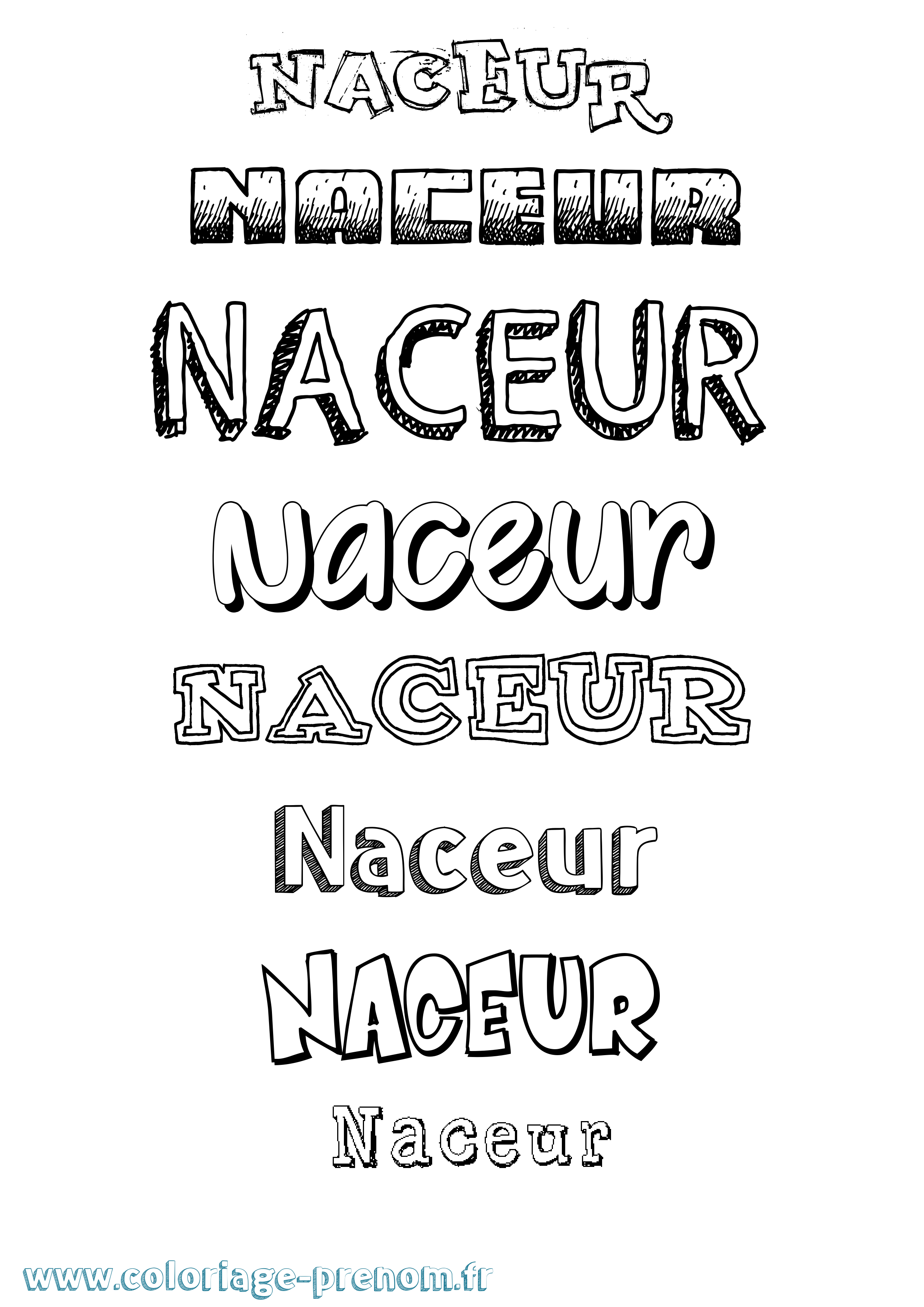 Coloriage Naceur Dessiné Coloriage prénom Naceur Dessiné