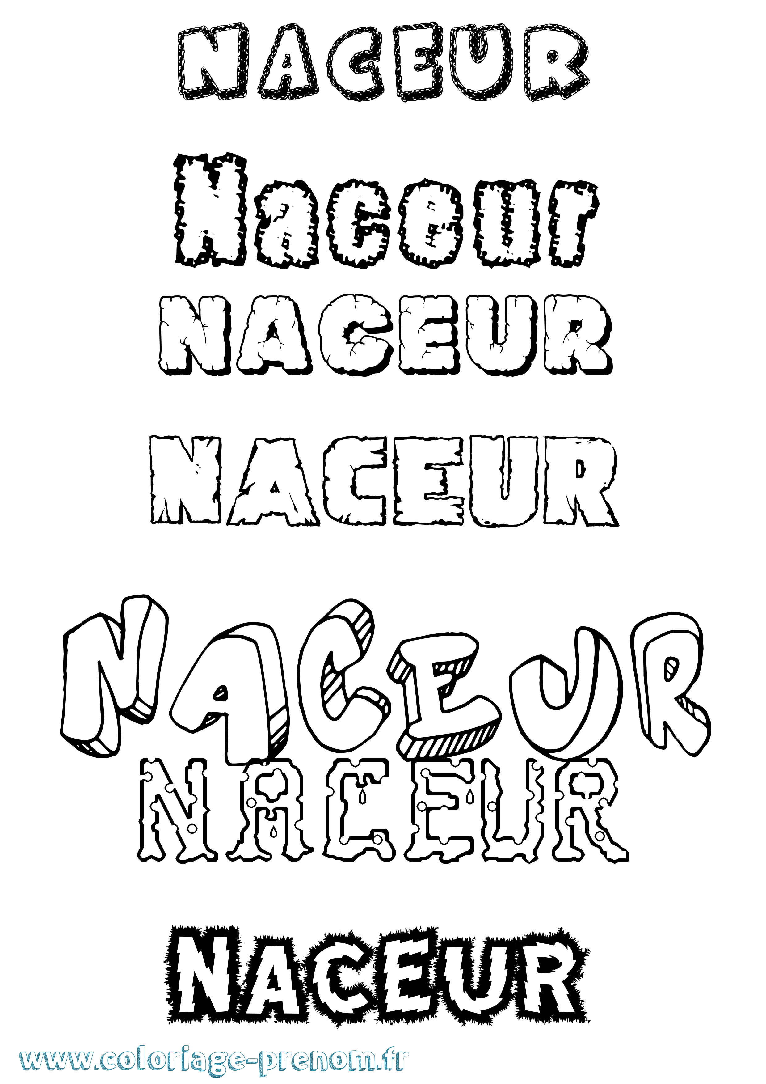 Coloriage Naceur Destructuré Coloriage prénom Naceur Destructuré