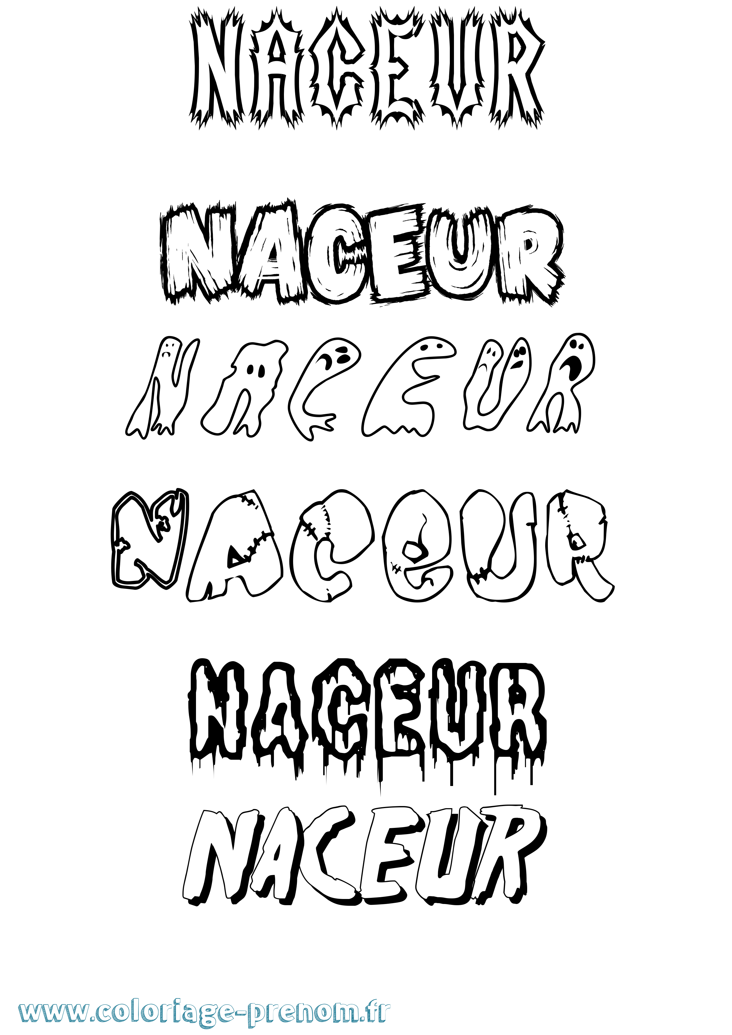 Coloriage Naceur Frisson Coloriage prénom Naceur Frisson
