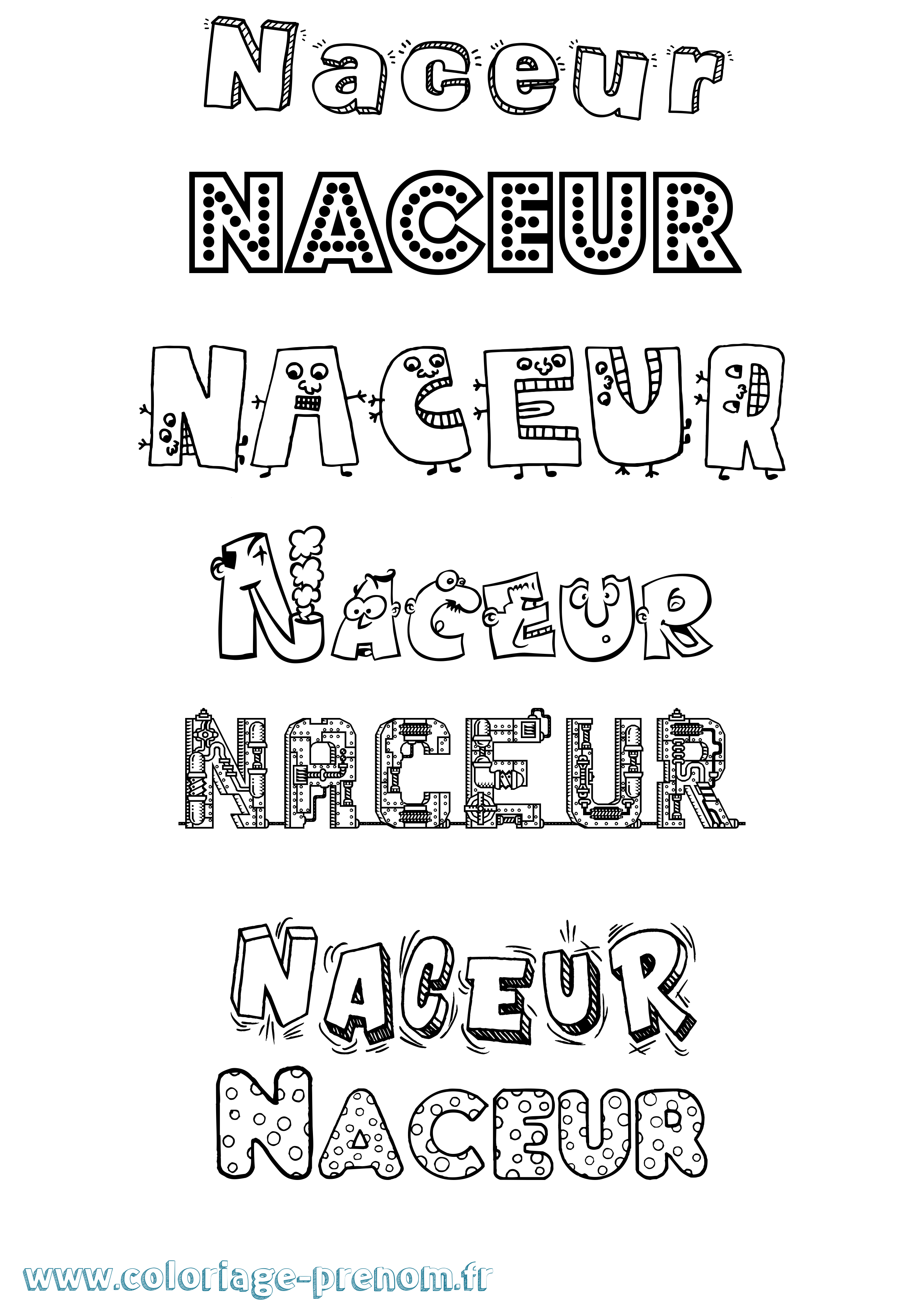 Coloriage Naceur Fun Coloriage prénom Naceur Fun