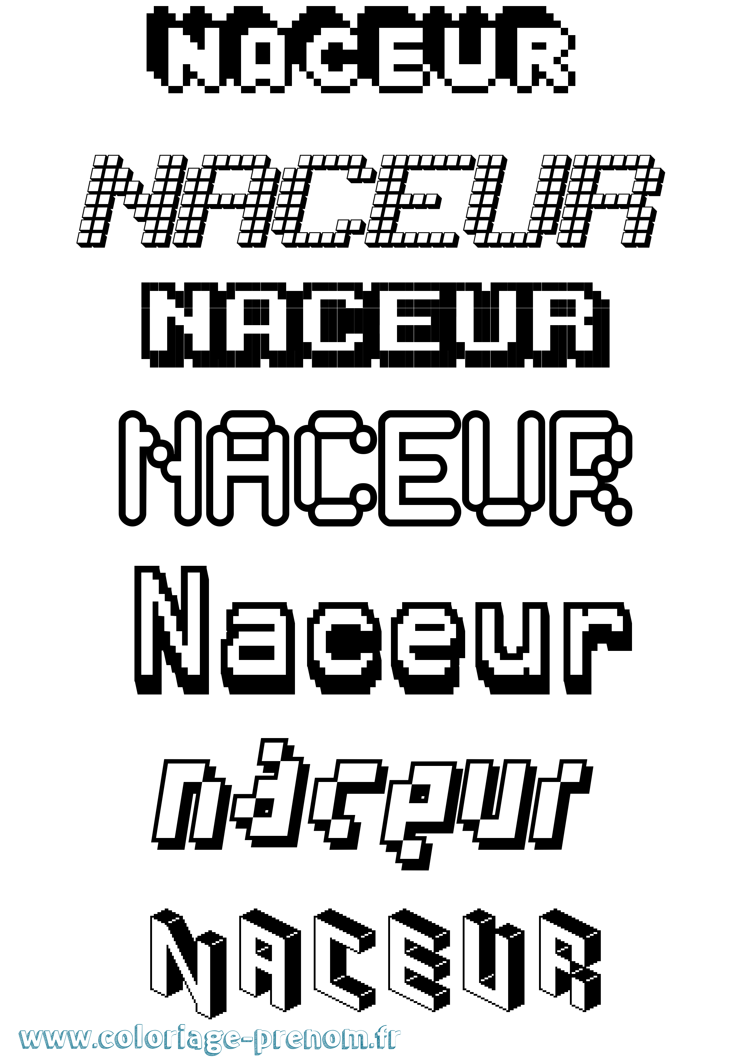 Coloriage Naceur Pixel Coloriage prénom Naceur Pixel