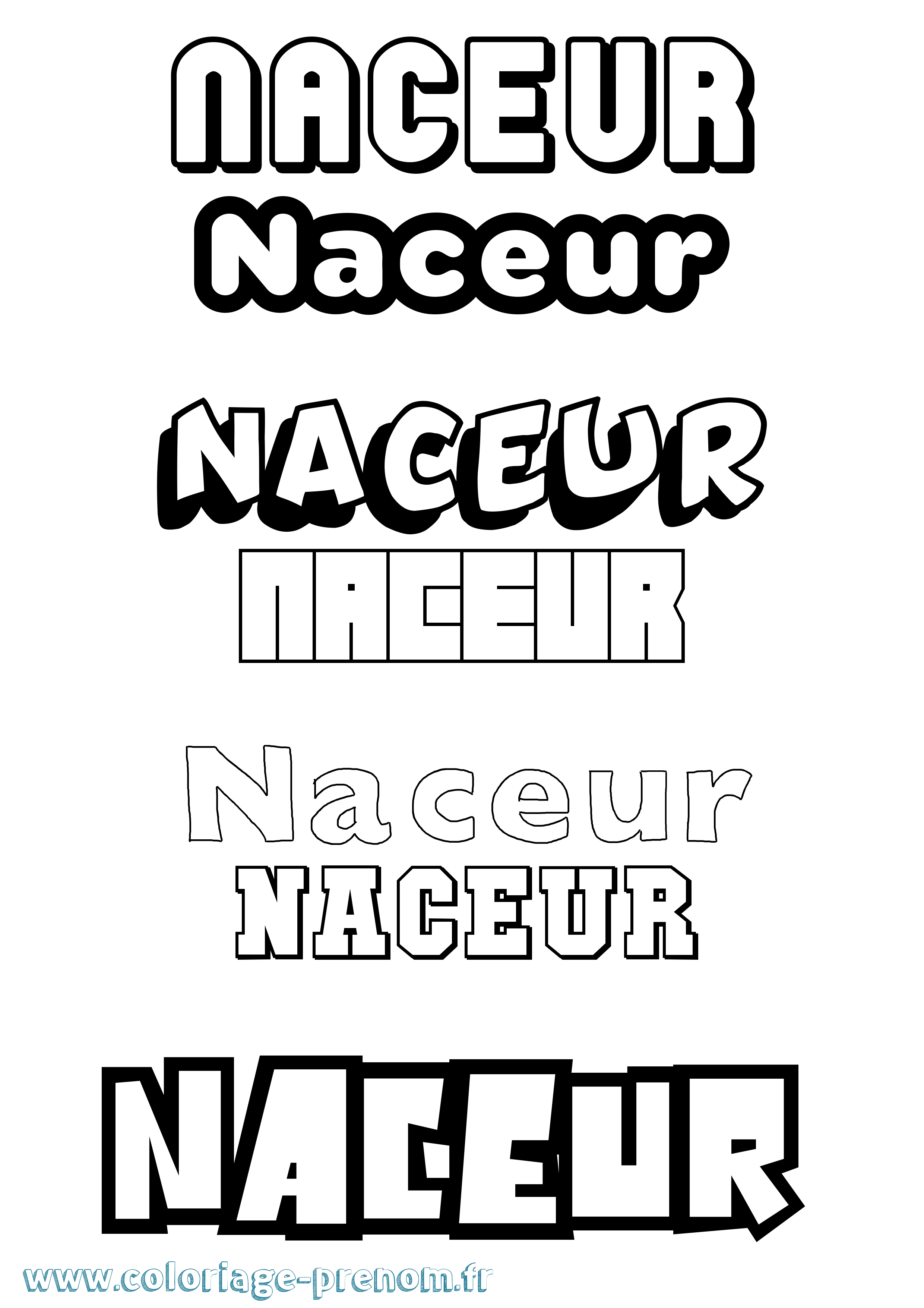 Coloriage Naceur Simple Coloriage prénom Naceur Simple