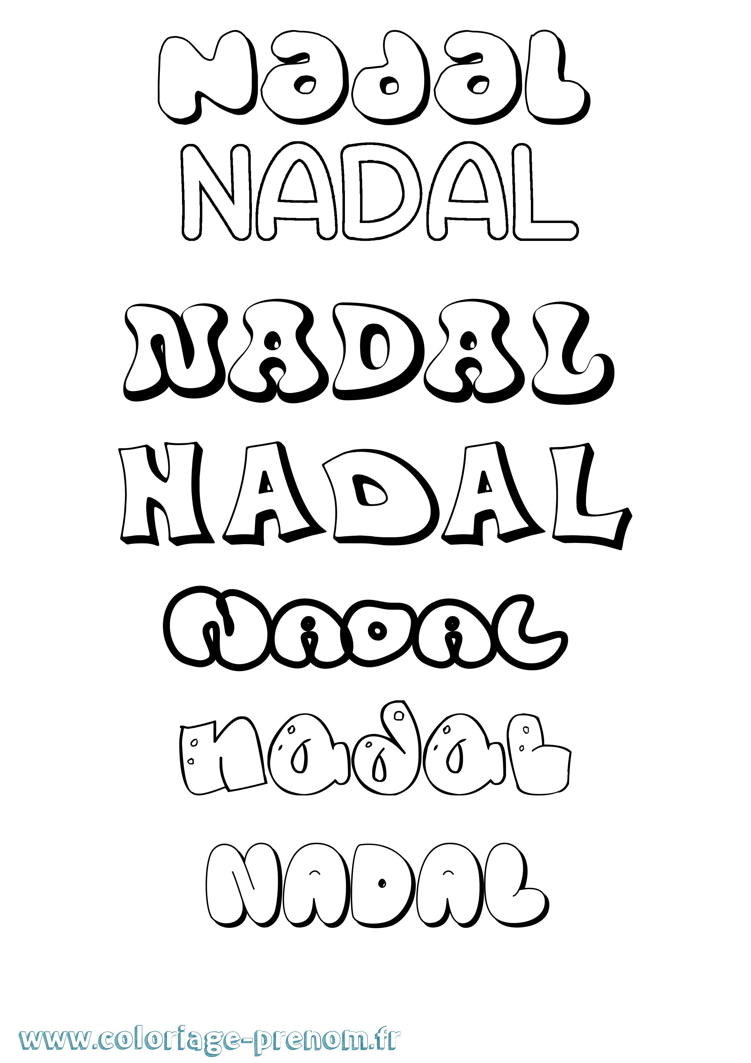 Coloriage Nadal Bubble Coloriage prénom Nadal Bubble
